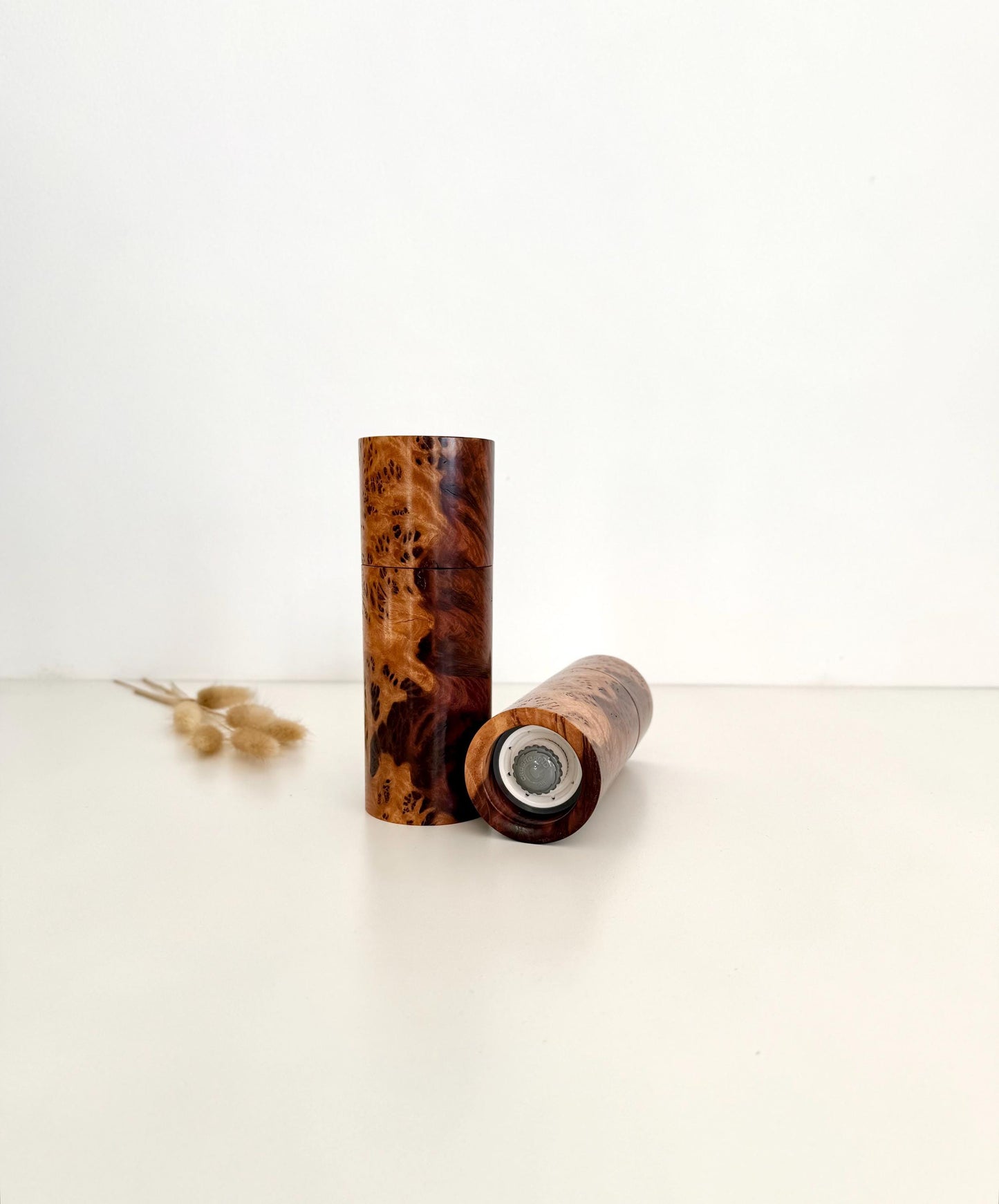 Pepper Grinder, Wood, Pepper Mill, Salt and Pepper mill set, Australian Burl wood, Ceramic grinder, gift for her