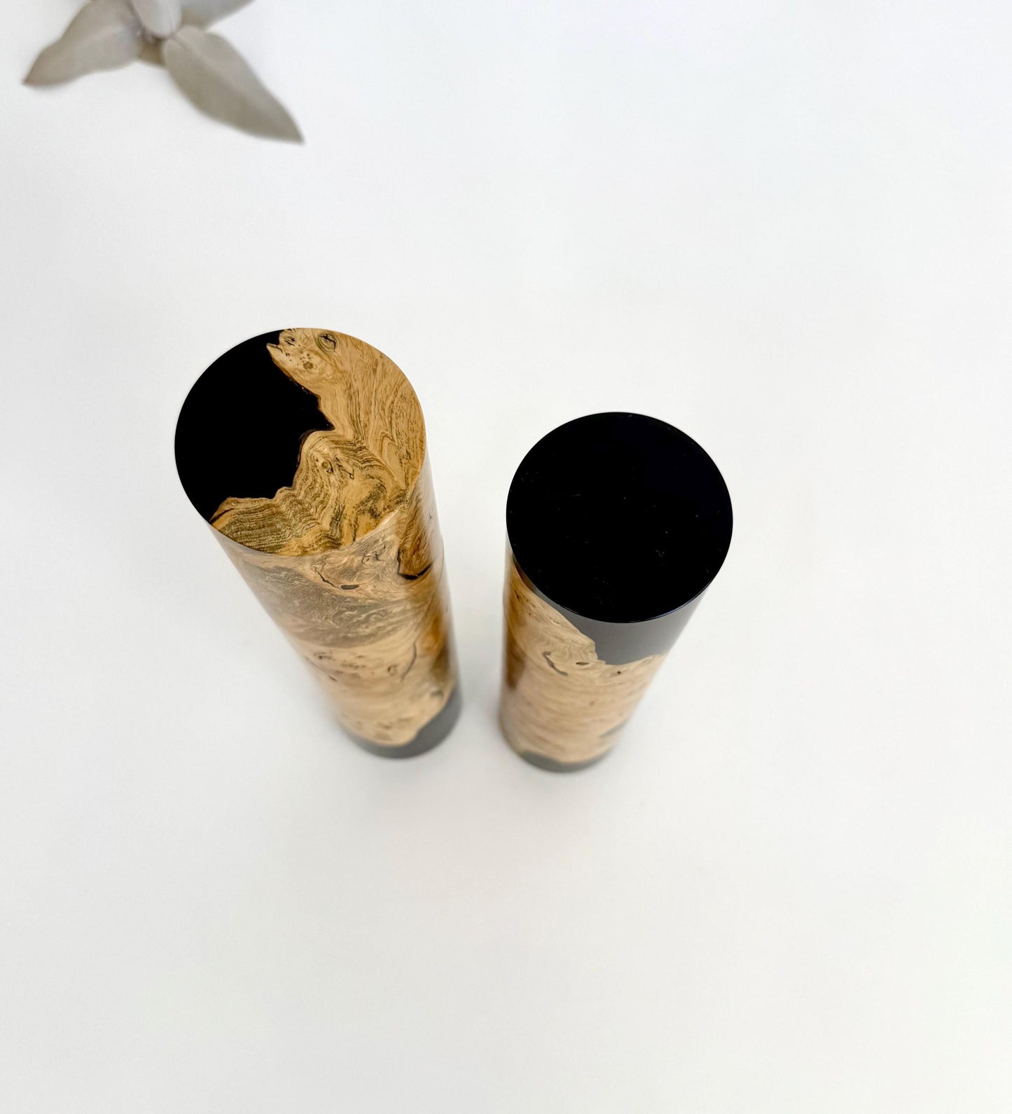 Pepper Grinder, Wood, Pepper Mill, Salt and Pepper mill resin set, Australian Burl wood, Ceramic grinder, crushgrind