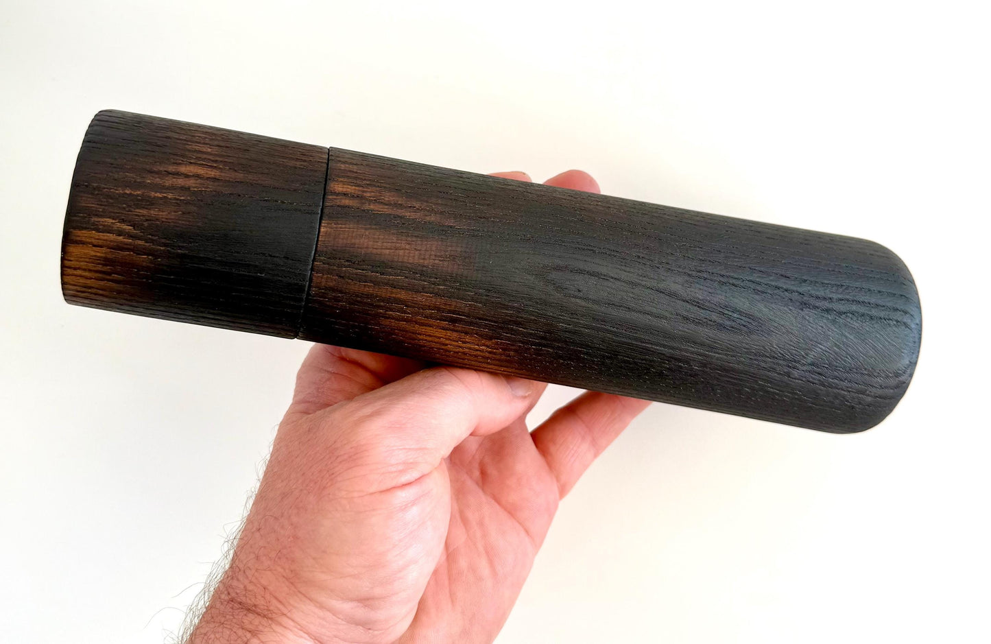 Handcrafted Blackened Elm Pepper Grinder Set: Modern Wood Salt Mill