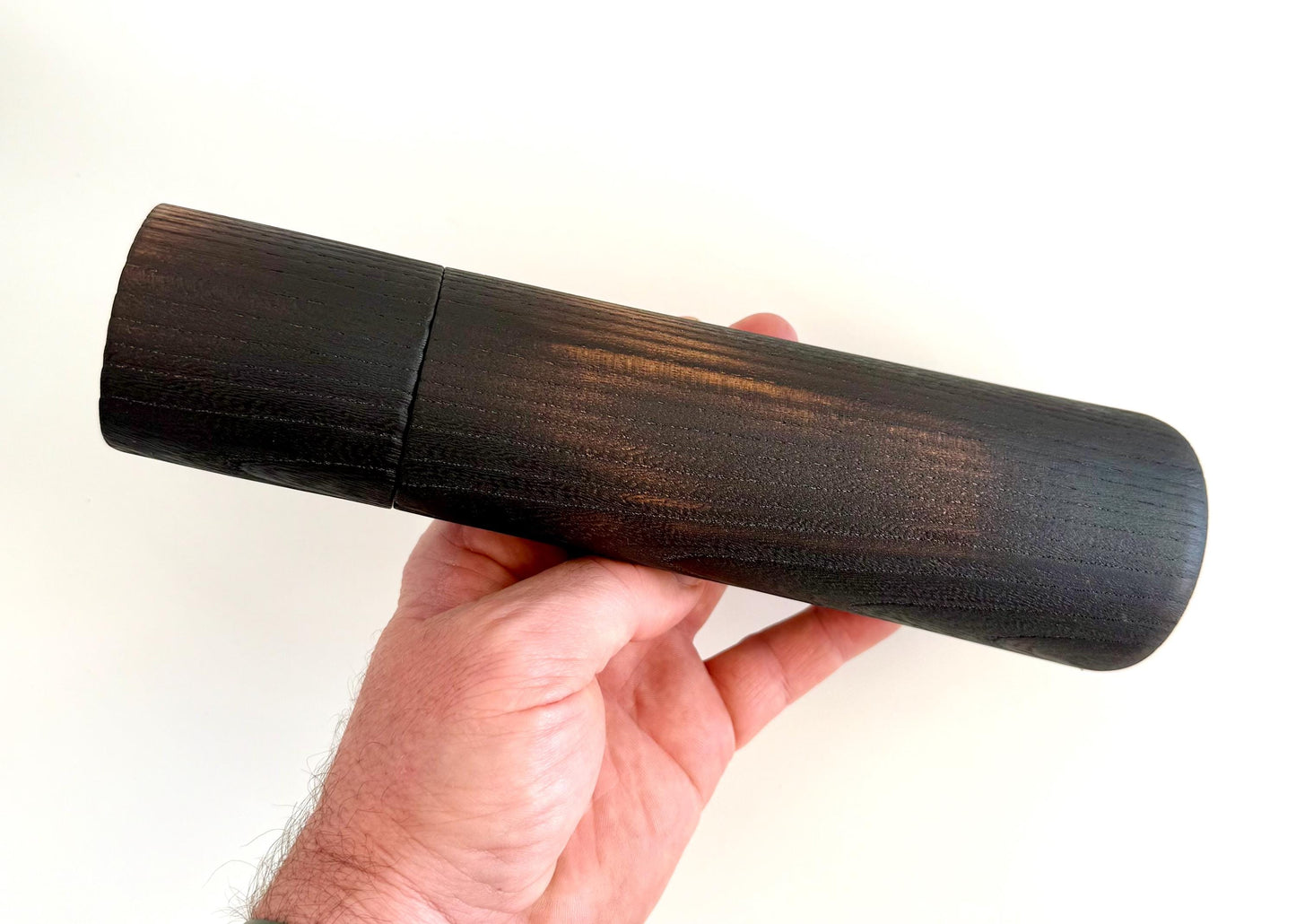Handcrafted Blackened Elm Pepper Grinder Set: Modern Wood Salt Mill
