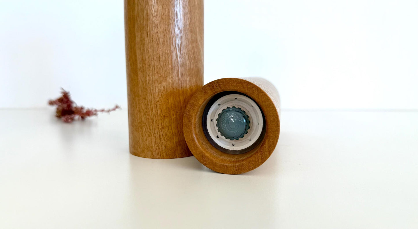 Handcrafted Blackbutt Wood Pepper Grinder Set: Adjustable Ceramic Mill