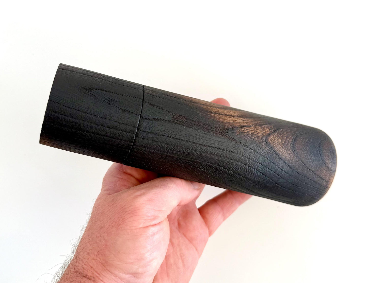 Handcrafted Blackened Elm Pepper Grinder Set: Modern Wood Salt Mill