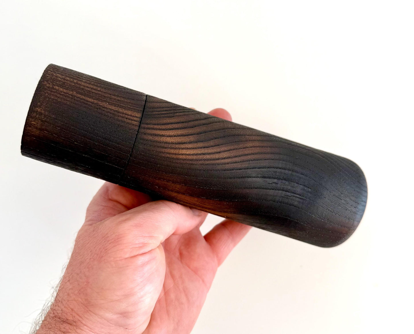 Handcrafted Blackened Elm Pepper Grinder Set: Modern Wood Salt Mill