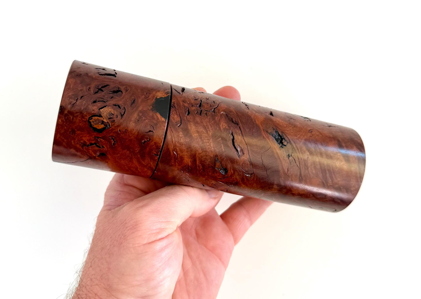 Handcrafted Jarrah Burl and Blackbutt Pepper Grinder Set: Australian Handmade Ceramic Mills