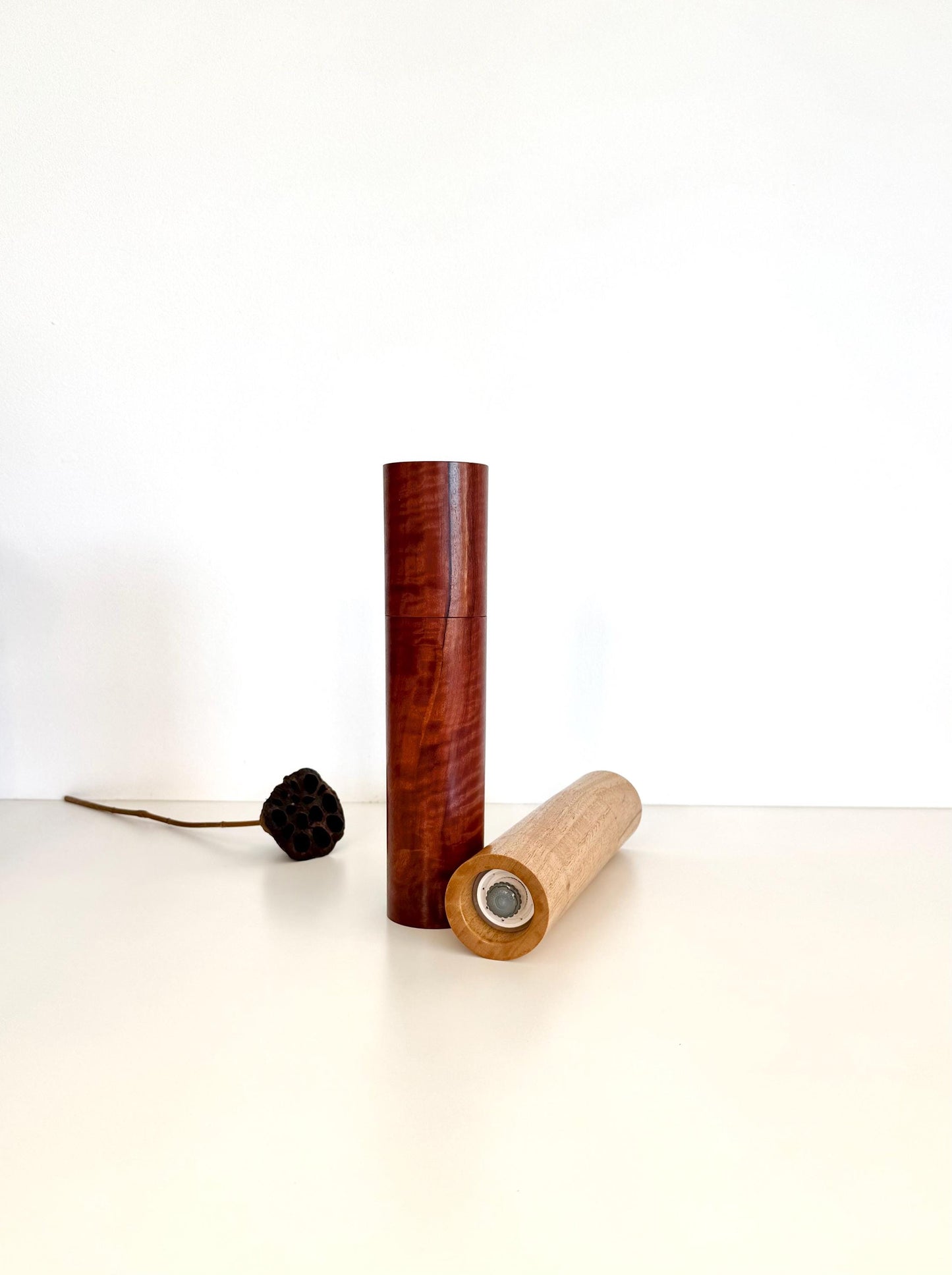 Handcrafted Jarrah and Blackbutt Pepper Grinder Set: Modern Wood Salt Mill