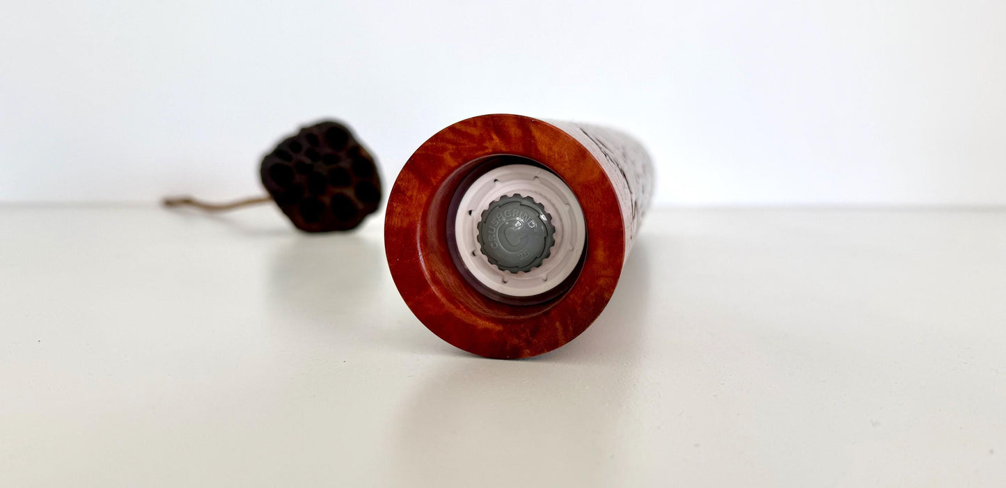 Jarrah Burl Feature Pepper Grinder , Modern Ceramic Salt Mill