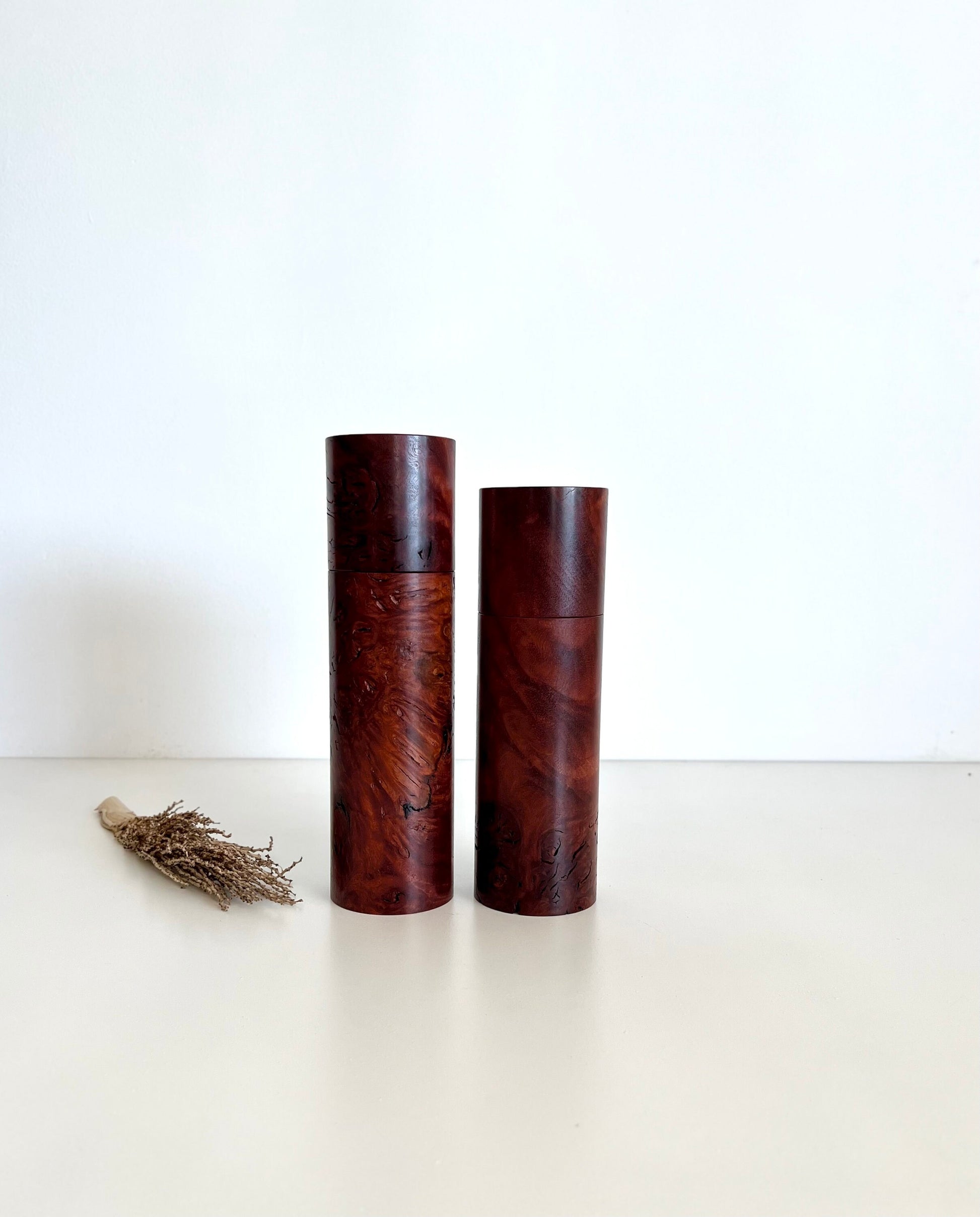 Pepper Grinder, Wood, Pepper Mill, Salt and Pepper mill set, Australian Jarrah Burl, Ceramic grinder, Anniversary gift