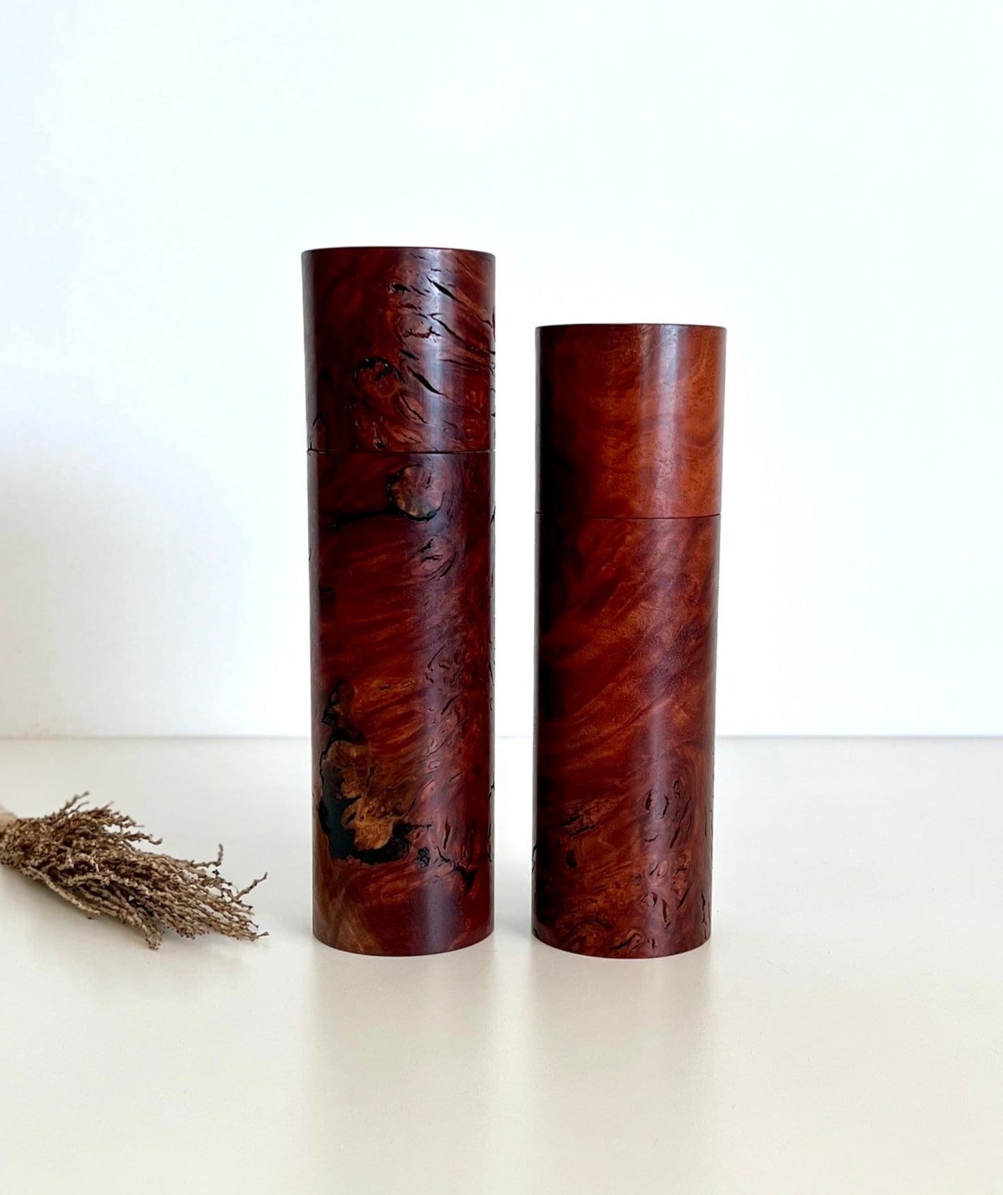 Pepper Grinder, Wood, Pepper Mill, Salt and Pepper mill set, Australian Jarrah Burl, Ceramic grinder, Anniversary gift