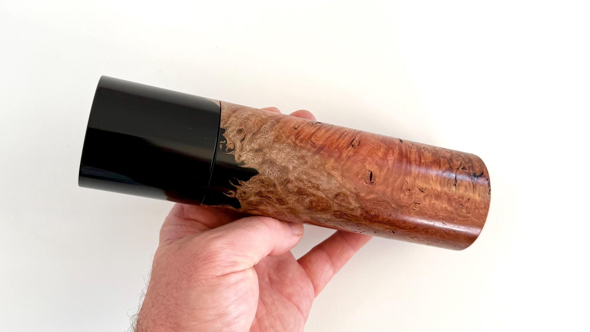 Handcrafted Burl/Resin Pepper Grinder: Modern Wood Salt Mill