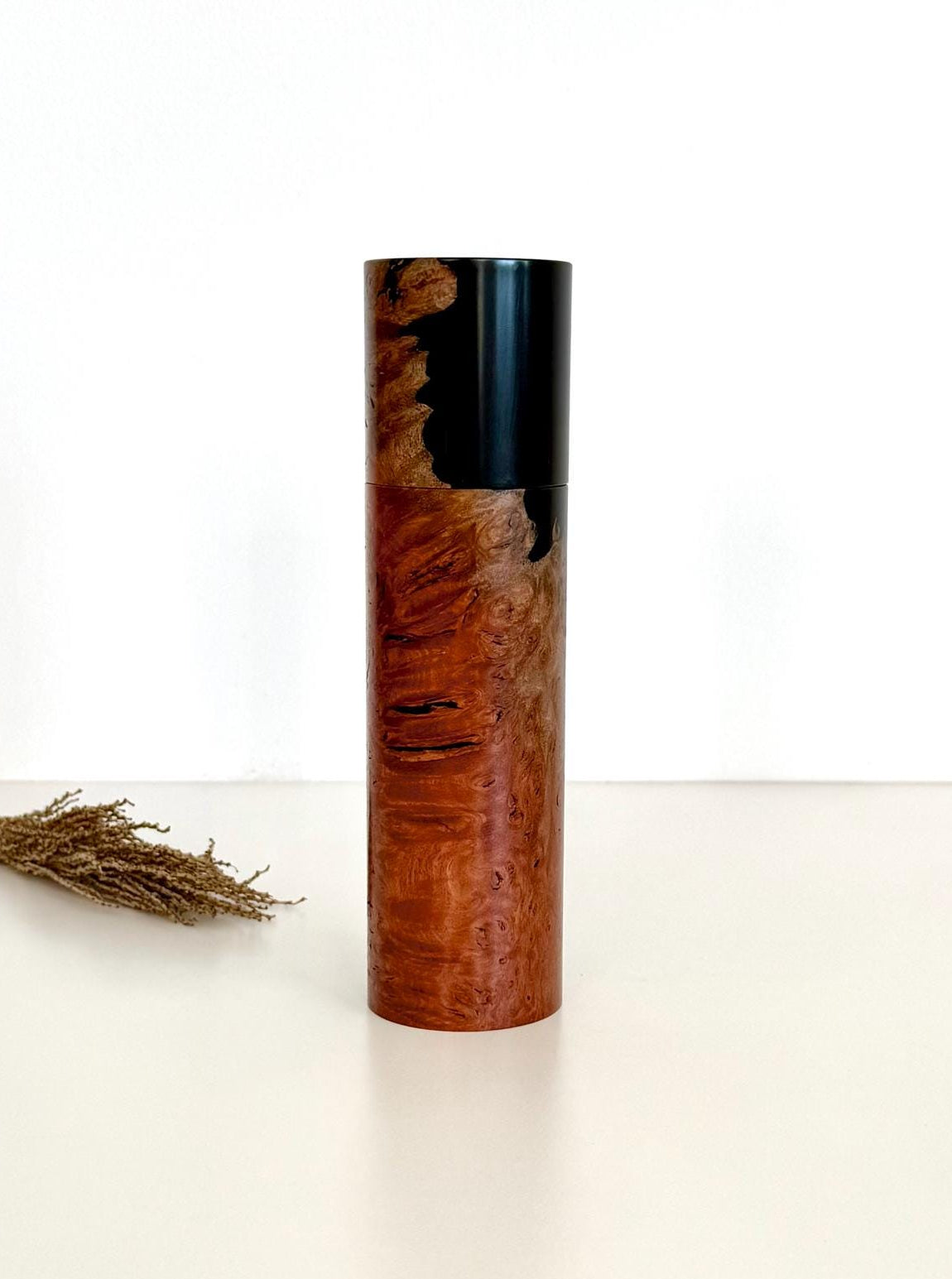 Handcrafted Burl/Resin Pepper Grinder: Modern Wood Salt Mill