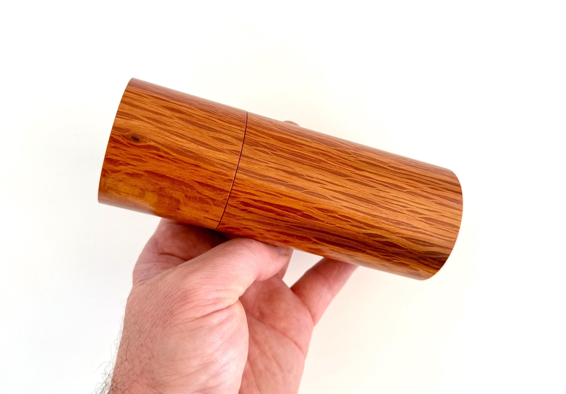 Handcrafted Lace Sheoak Pepper Grinder Set: Modern Wood Salt Mill