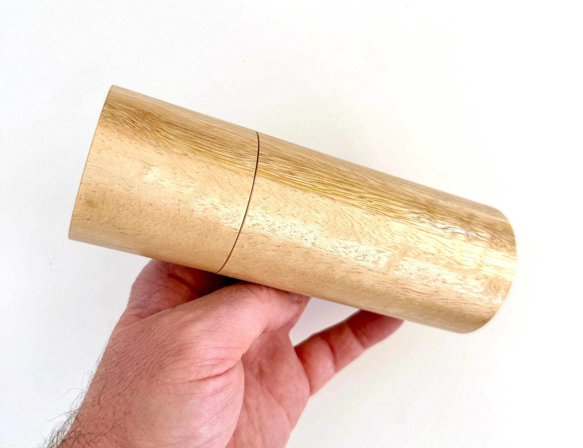 Handcrafted Yellow Tingle Pepper Grinder Set: Modern Wood Salt Mill