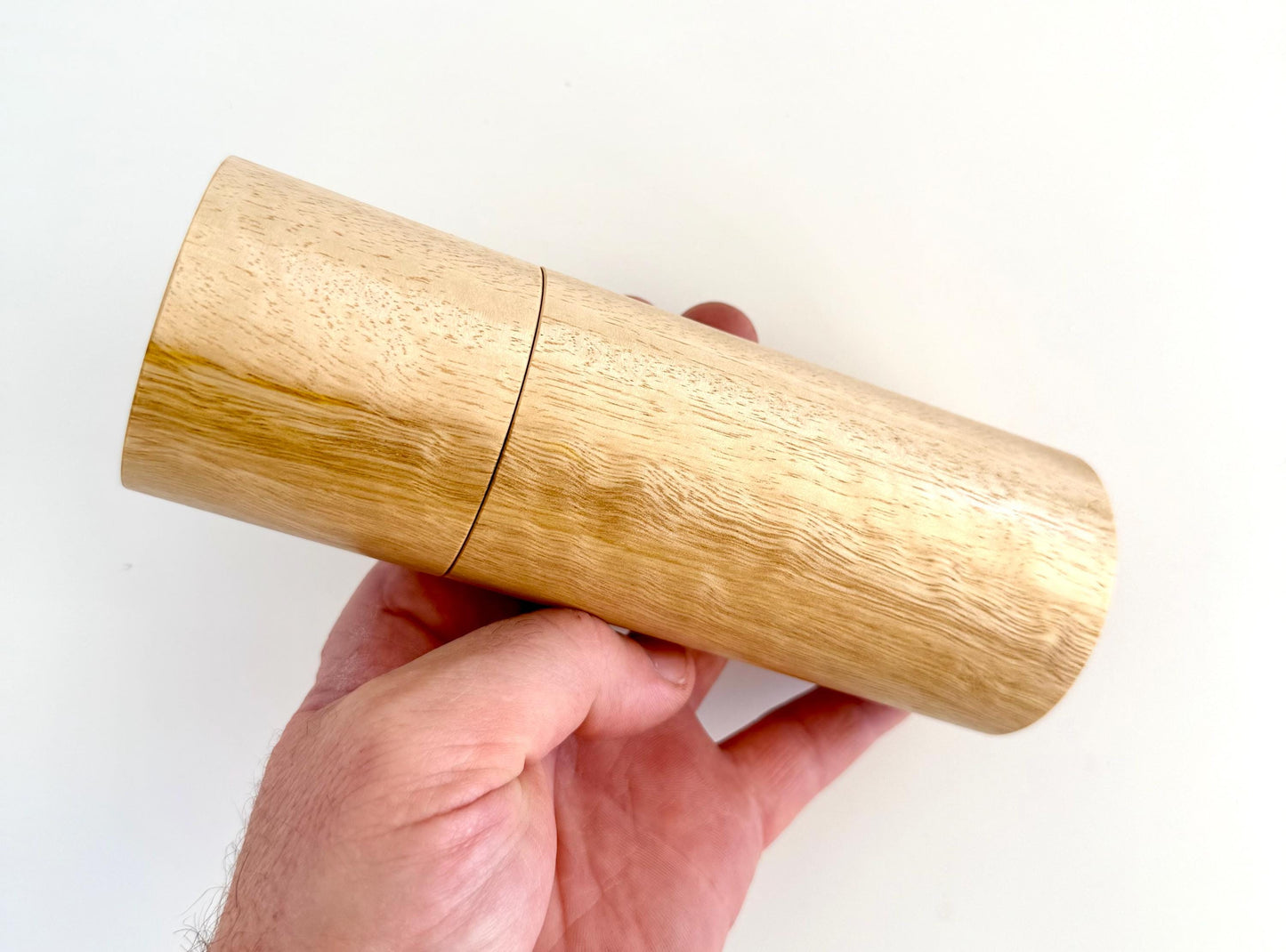 Handcrafted Yellow Tingle Pepper Grinder Set: Modern Wood Salt Mill