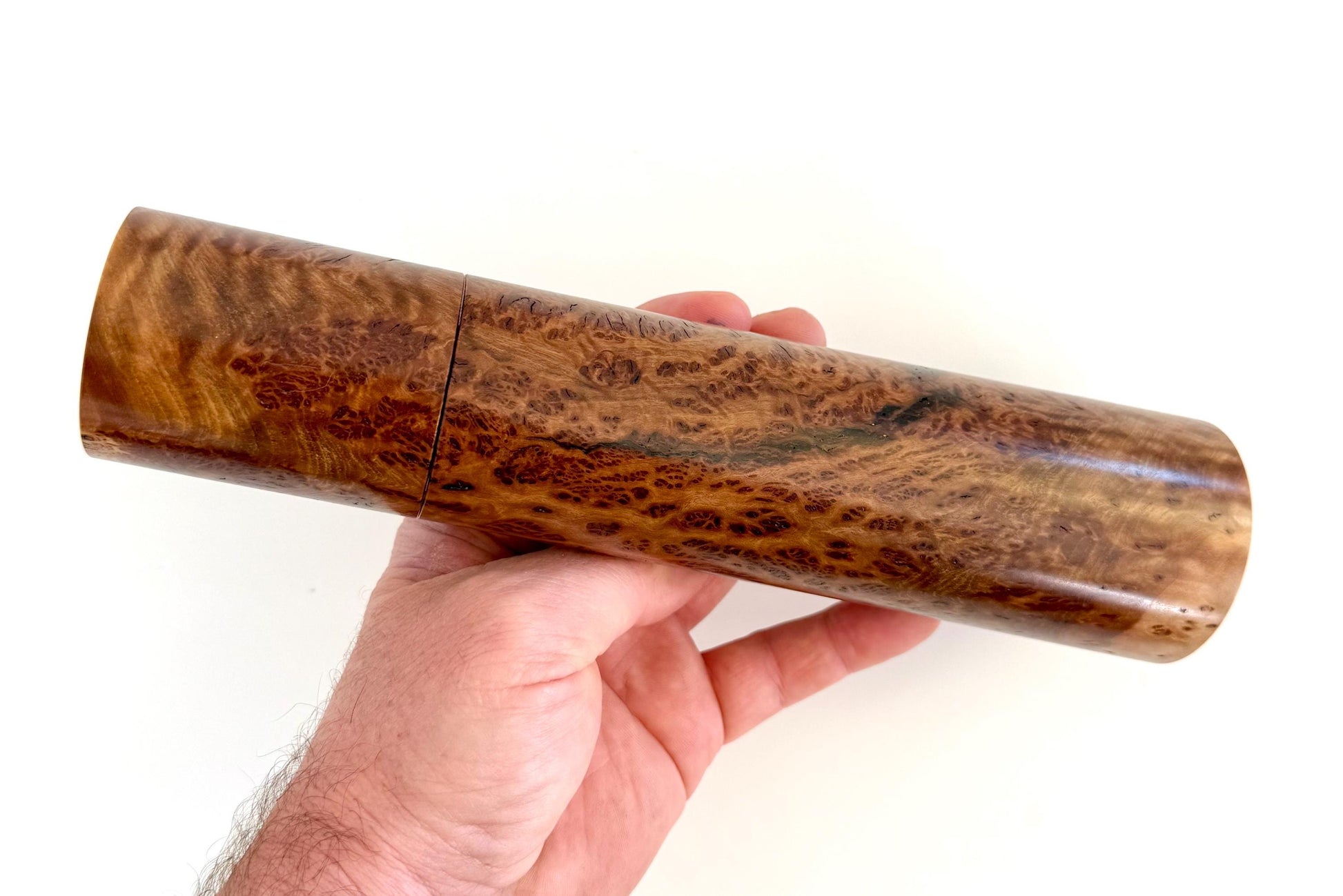 Handcrafted Gimlet Burl Pepper Grinder Set: Modern Wood Salt Mill