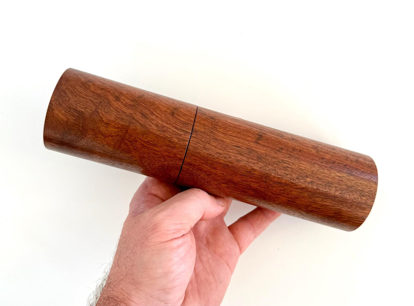 Handcrafted Black Fleck Jarrah Pepper Grinder Set: Modern Wood Salt Mill