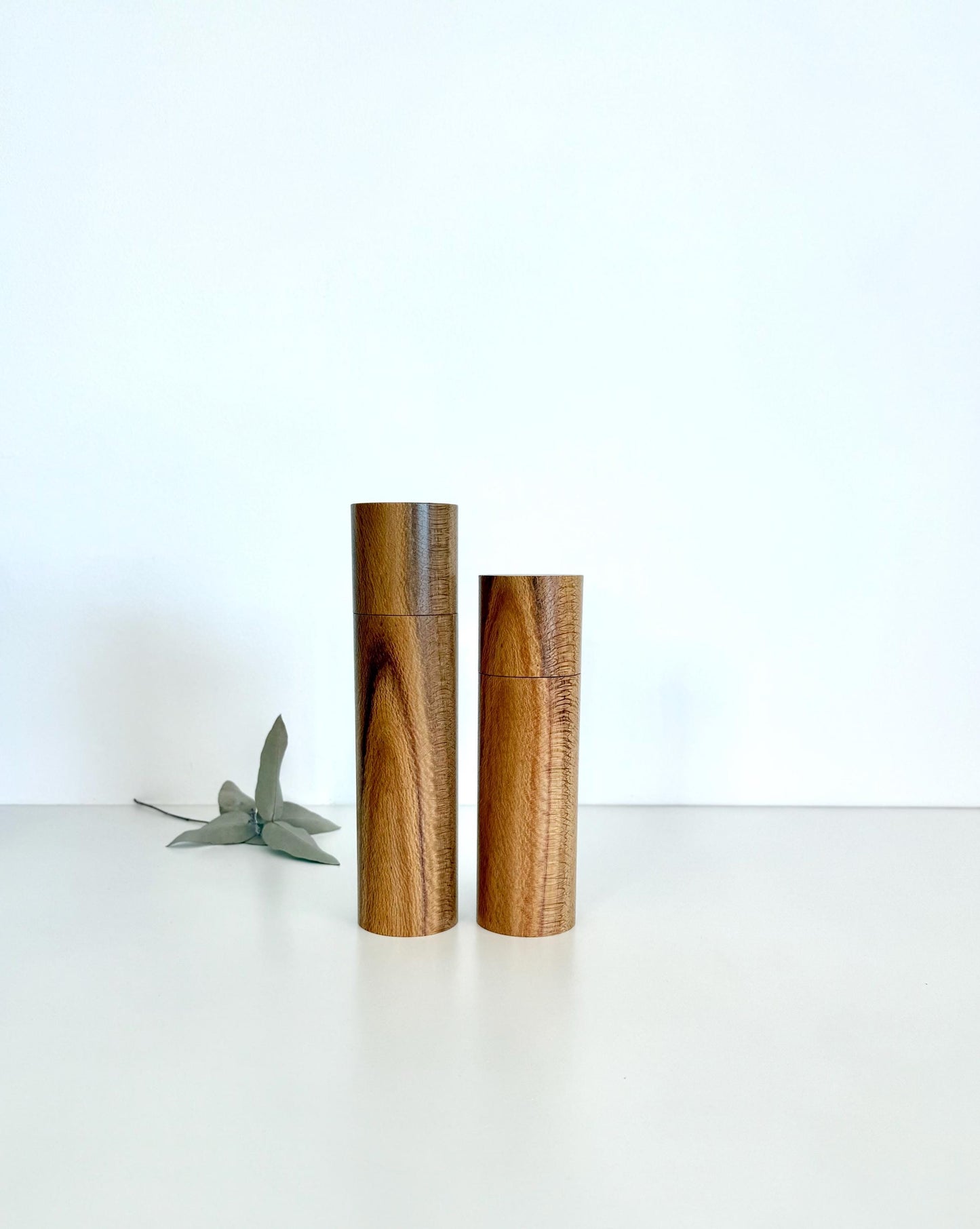 Handcrafted River Banksia Pepper Grinder Set: Modern Australian Wood Salt Mill