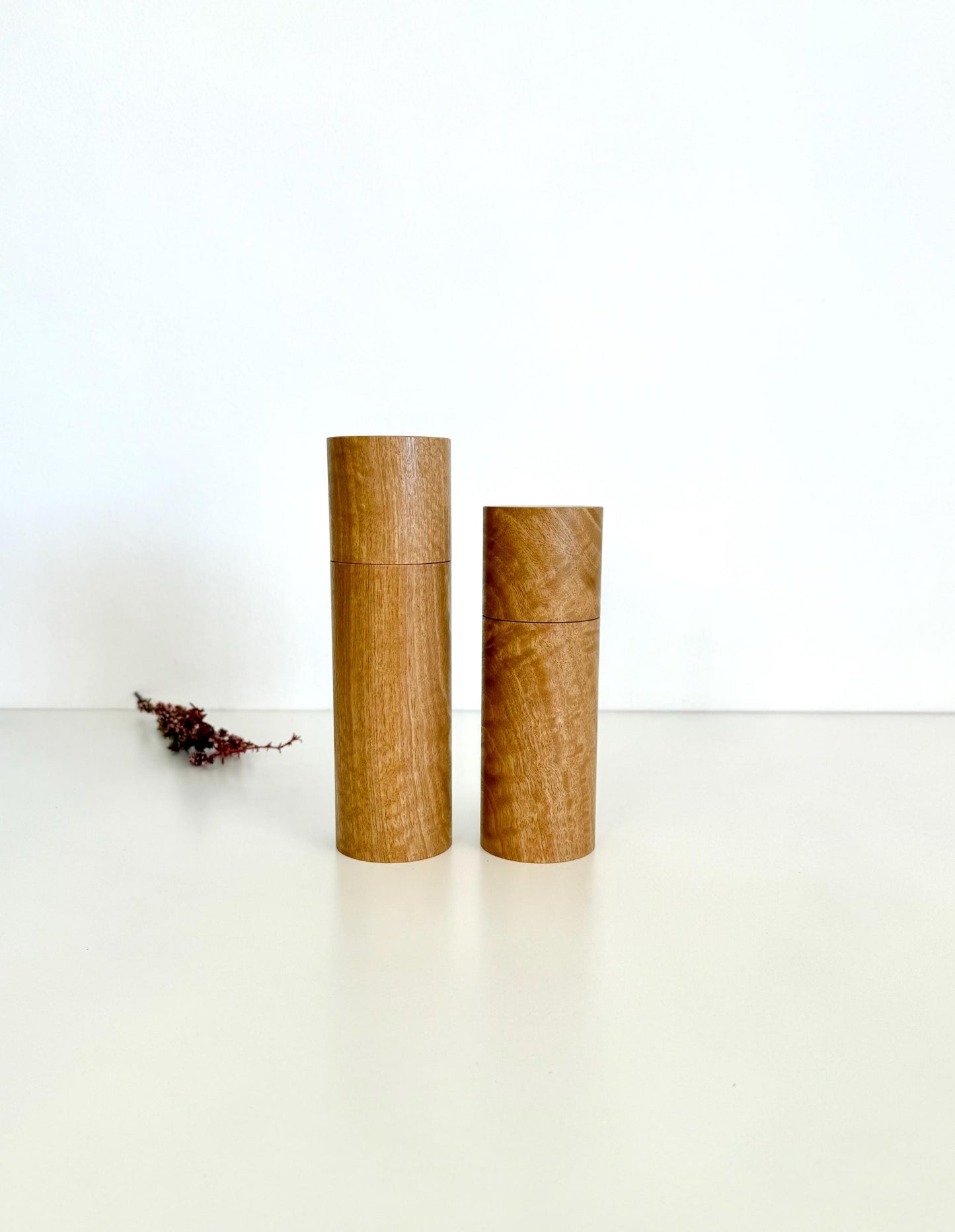 Handcrafted Blackbutt Wood Pepper Grinder Set: Adjustable Ceramic Mill