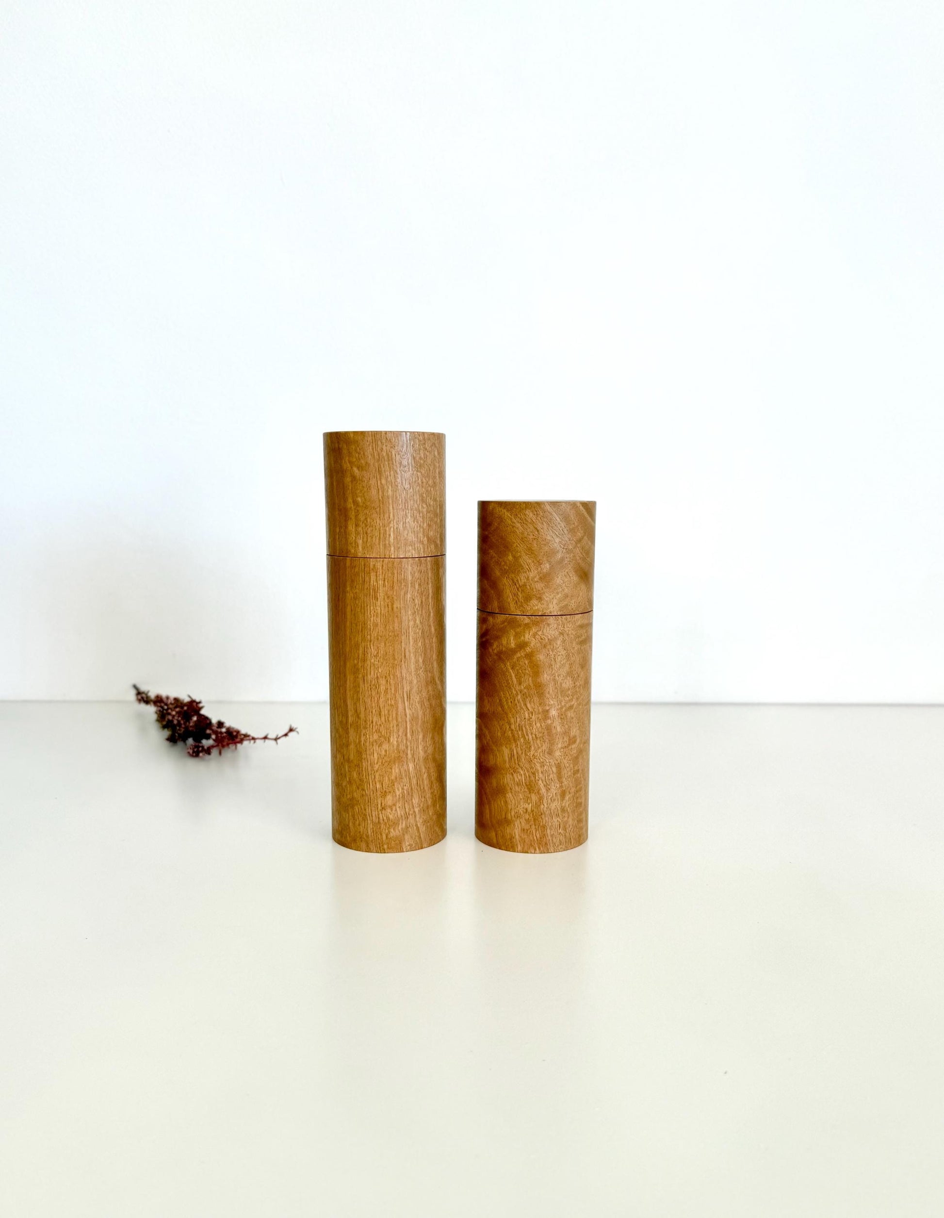Handcrafted Blackbutt Wood Pepper Grinder Set: Adjustable Ceramic Mill