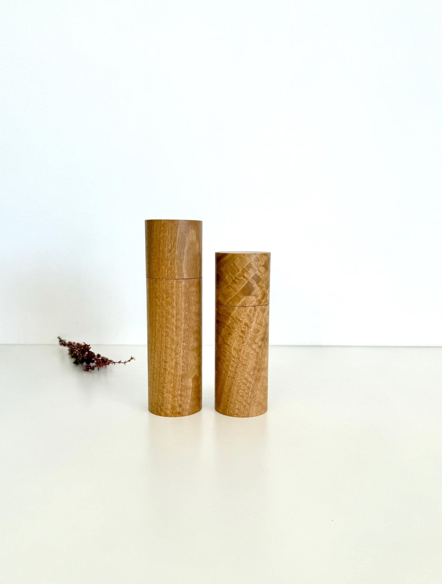 Handcrafted Blackbutt Wood Pepper Grinder Set: Adjustable Ceramic Mill