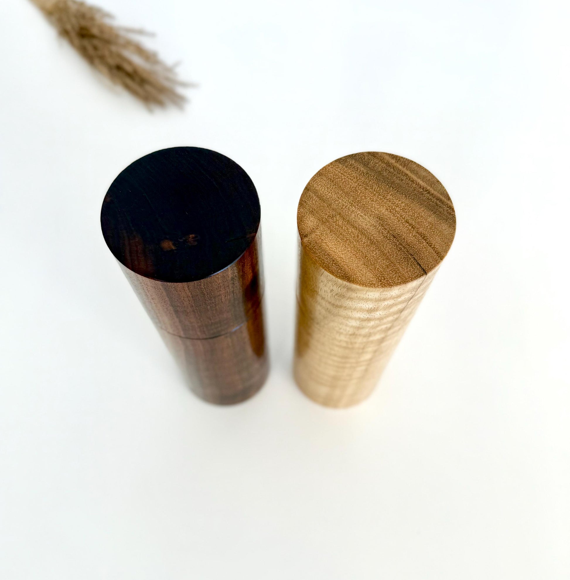 Handcrafted Mulga and Marri Pepper Grinder Set: Australian Handmade Ceramic Mills