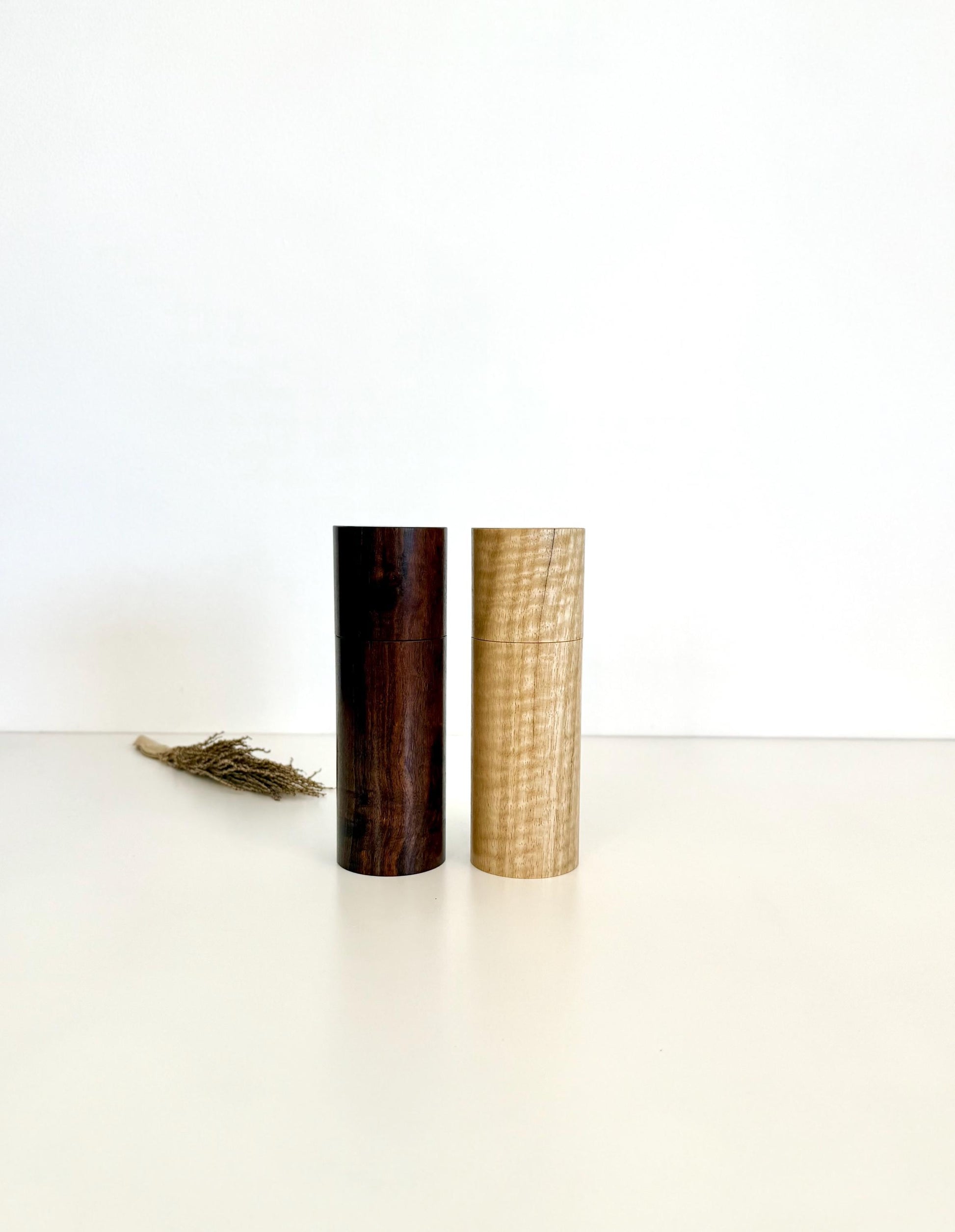 Handcrafted Mulga and Marri Pepper Grinder Set: Australian Handmade Ceramic Mills
