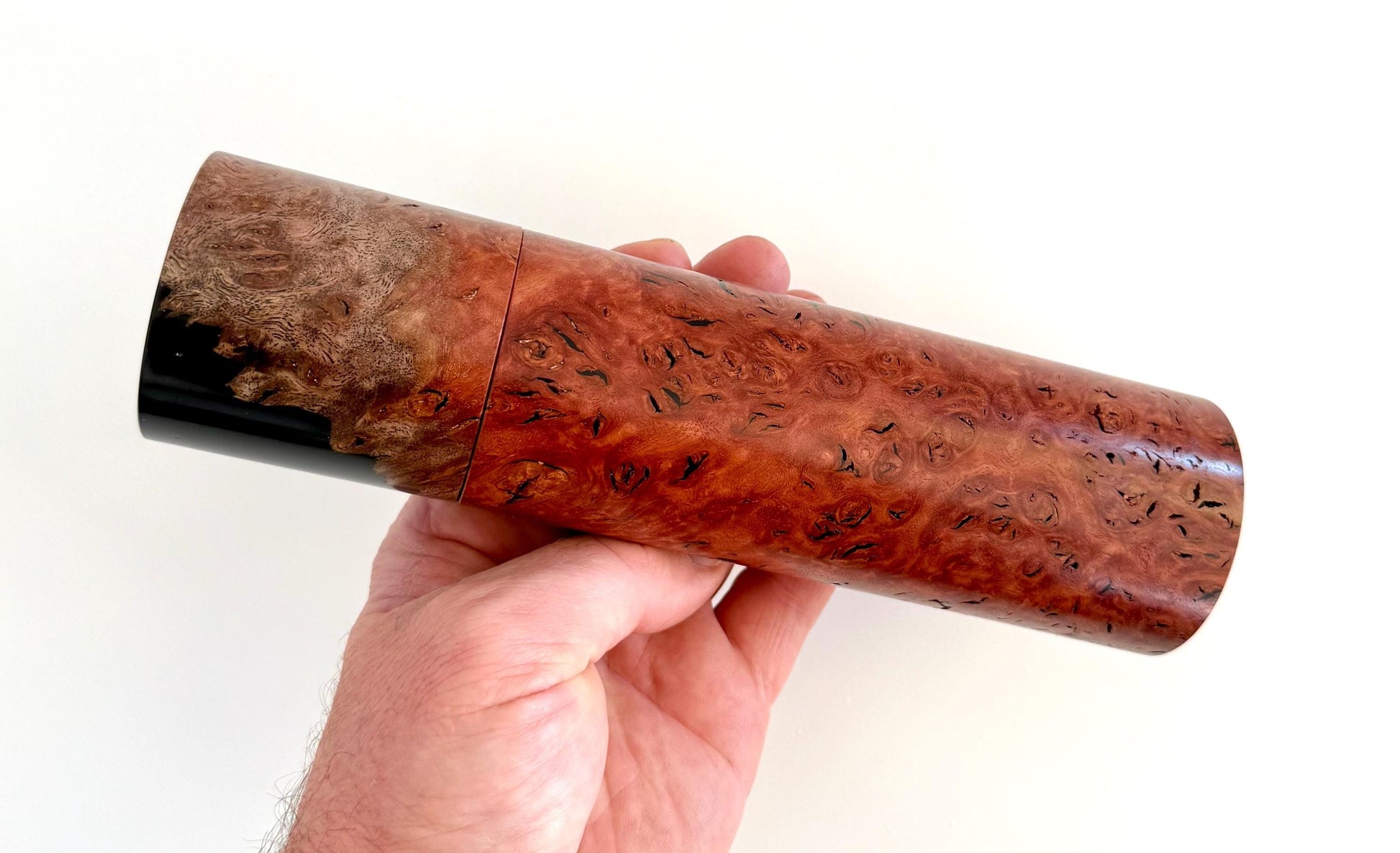 Handcrafted Burl/Resin Pepper Grinder: Modern Wood Salt Mill