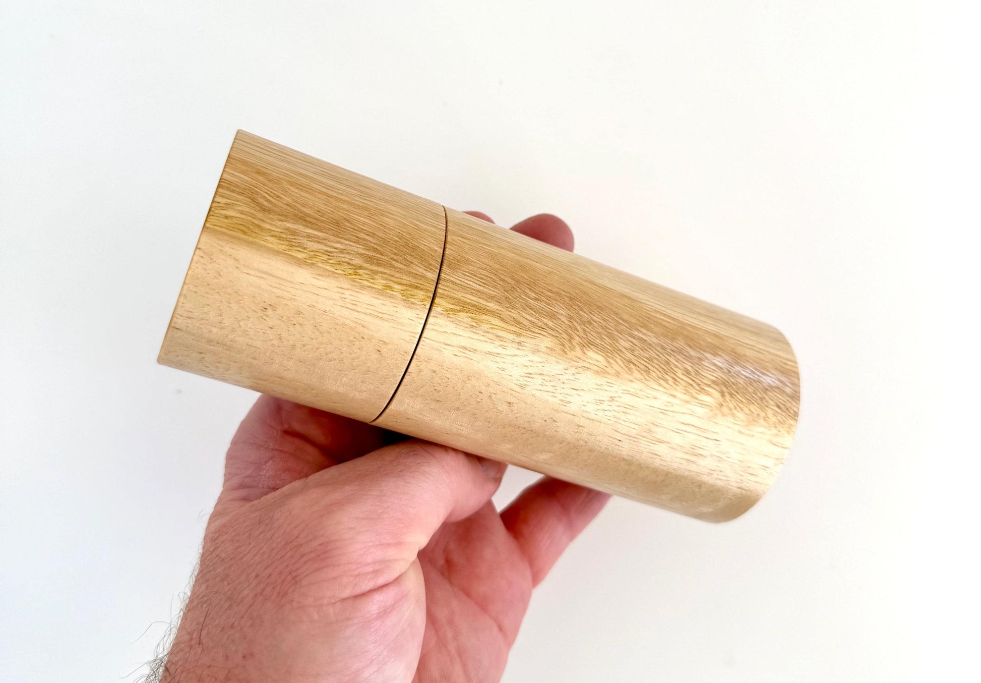 Handcrafted Yellow Tingle Pepper Grinder Set: Modern Wood Salt Mill