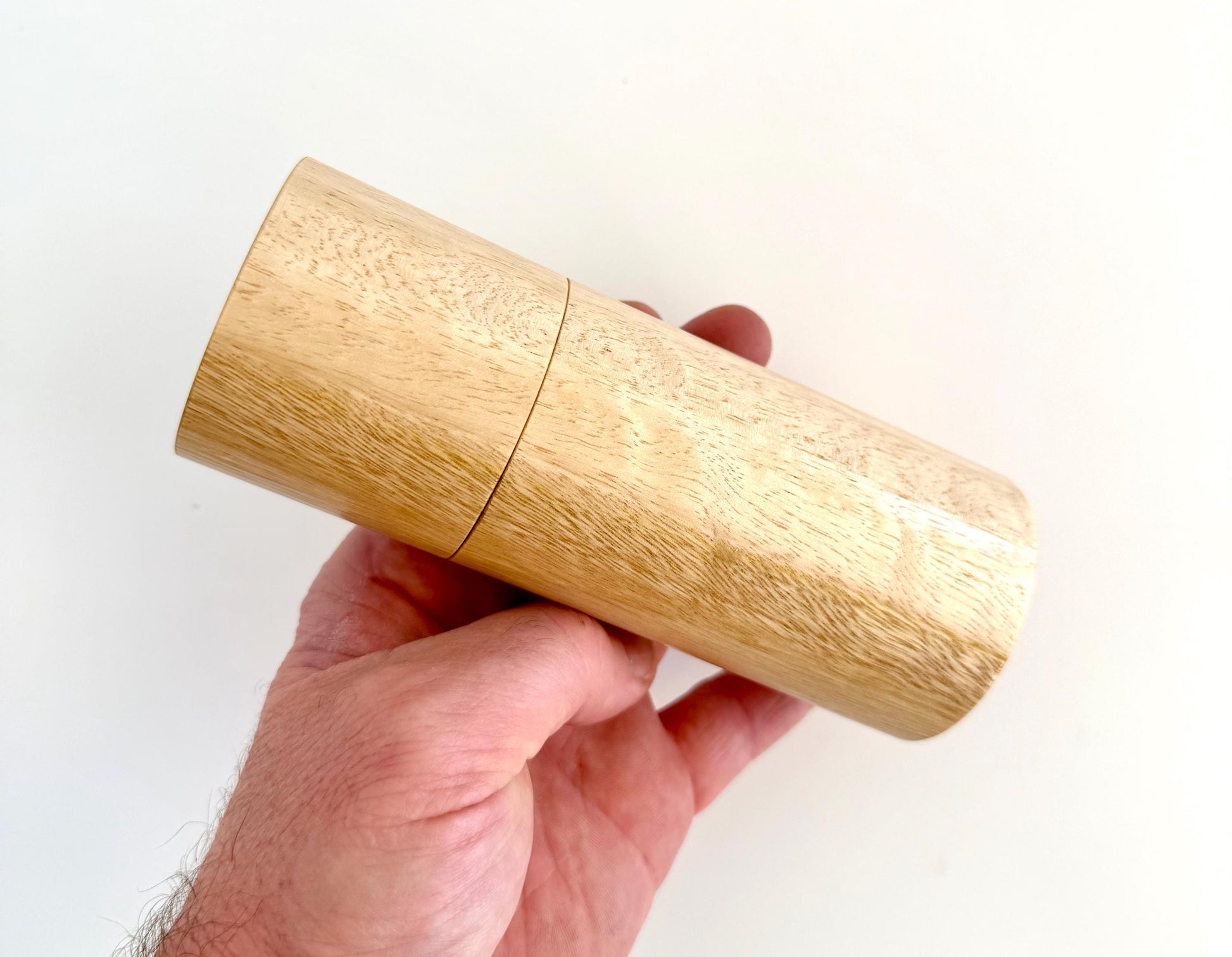 Handcrafted Yellow Tingle Pepper Grinder Set: Modern Wood Salt Mill