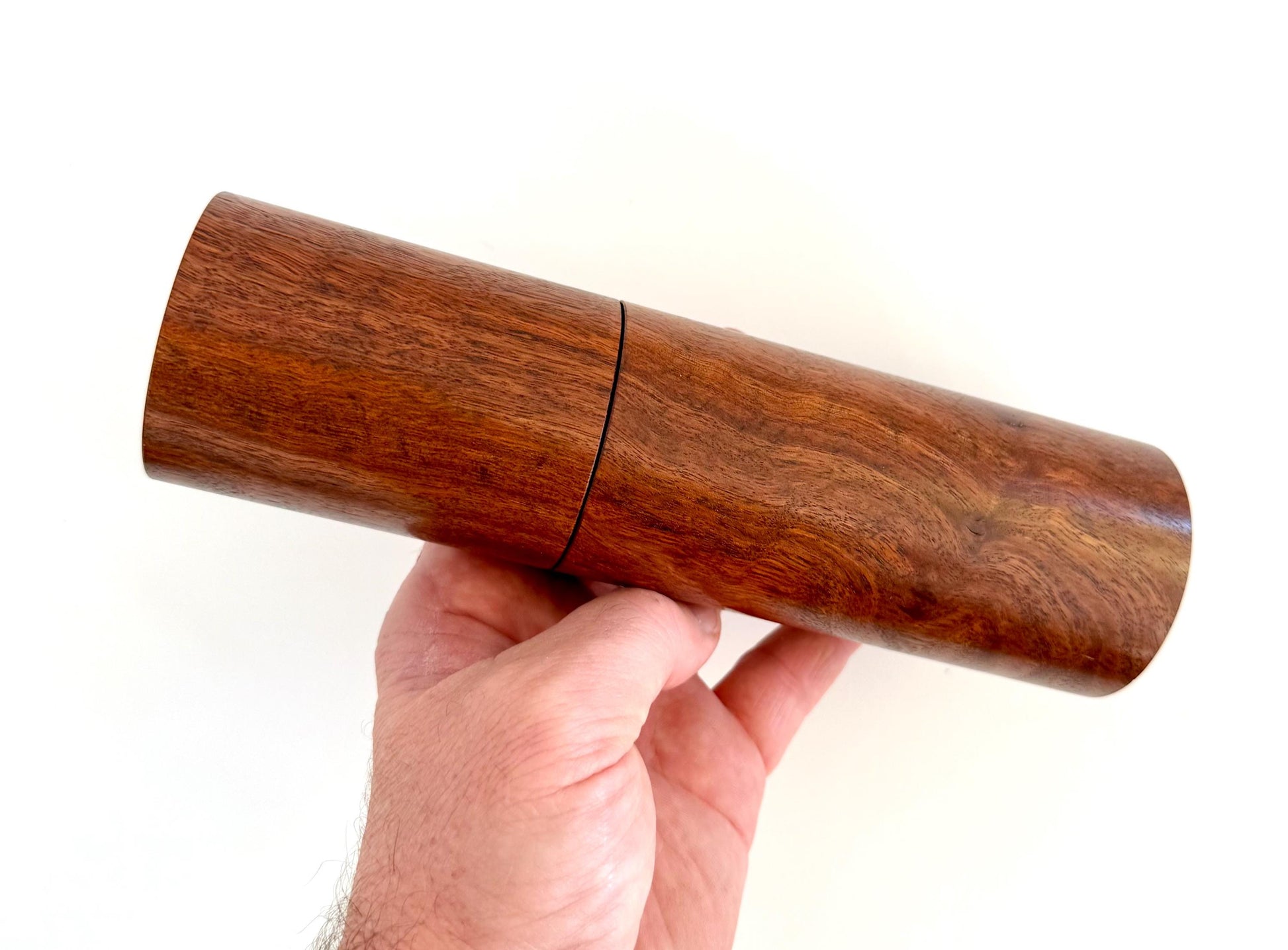 Handcrafted Black Fleck Jarrah Pepper Grinder Set: Modern Wood Salt Mill