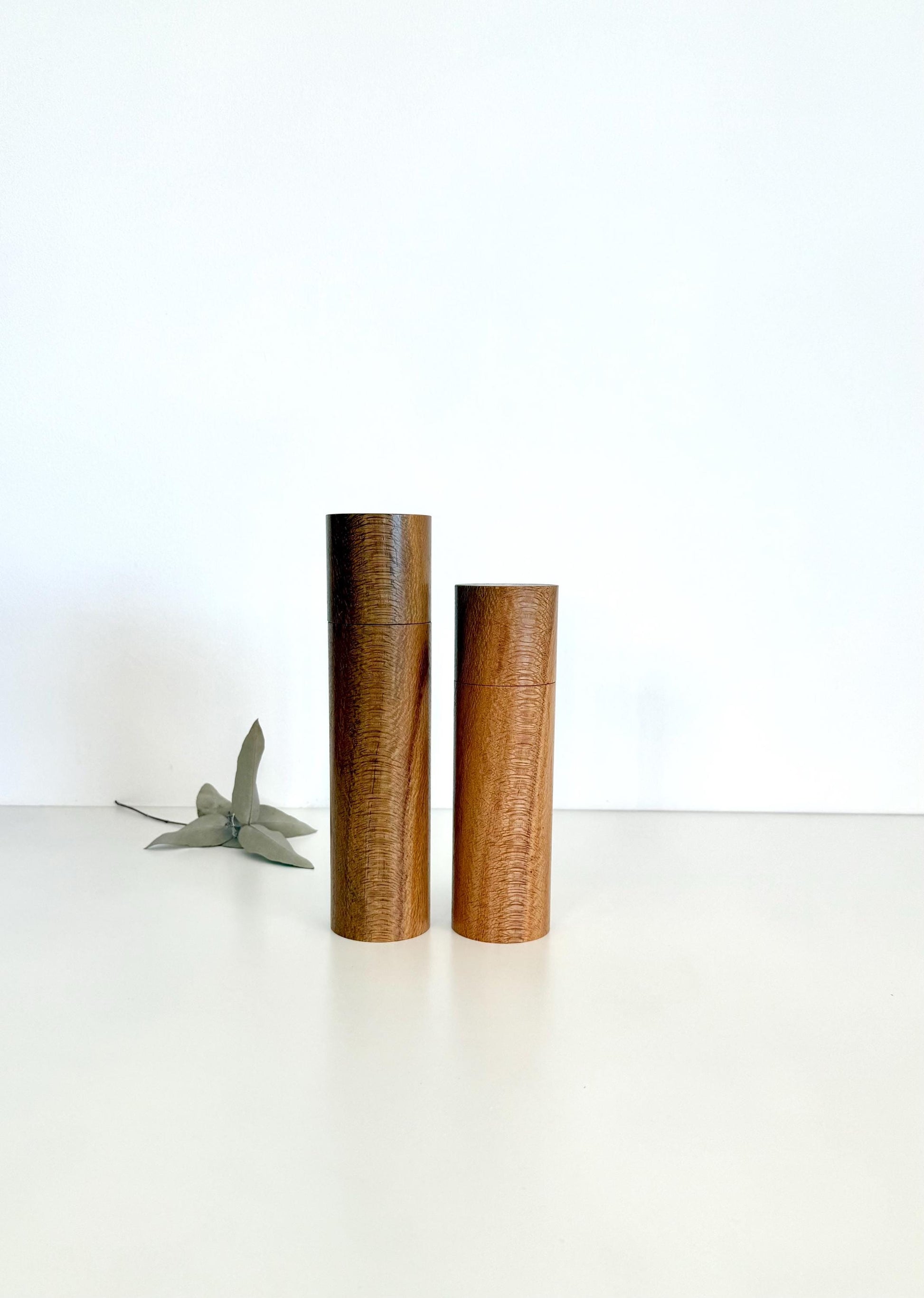 Handcrafted River Banksia Pepper Grinder Set: Modern Australian Wood Salt Mill