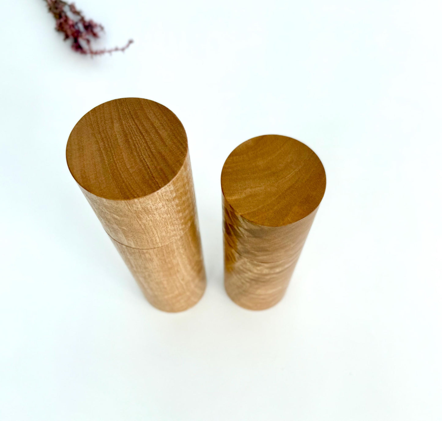 Handcrafted Blackbutt Wood Pepper Grinder Set: Adjustable Ceramic Mill