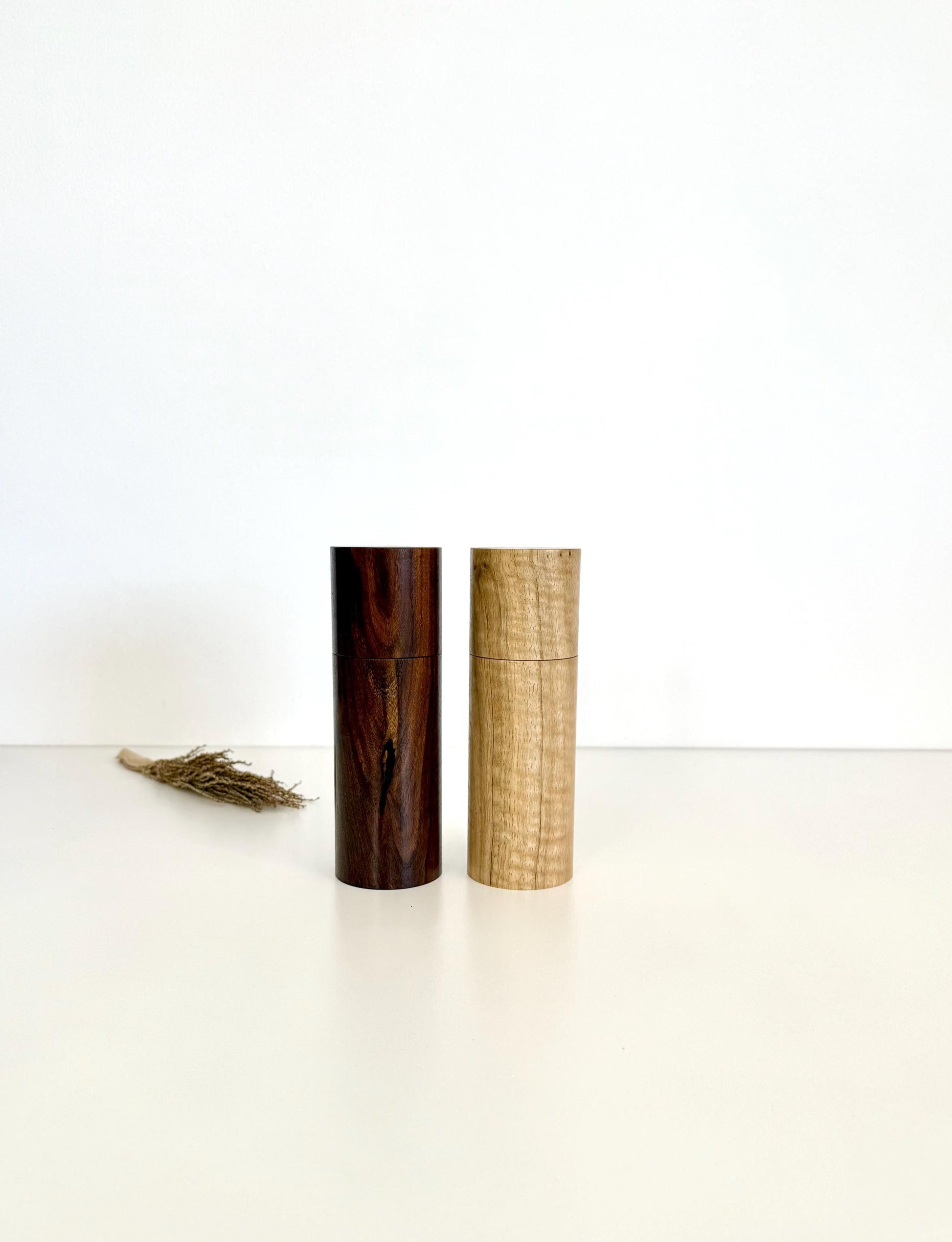 Handcrafted Mulga and Marri Pepper Grinder Set: Australian Handmade Ceramic Mills