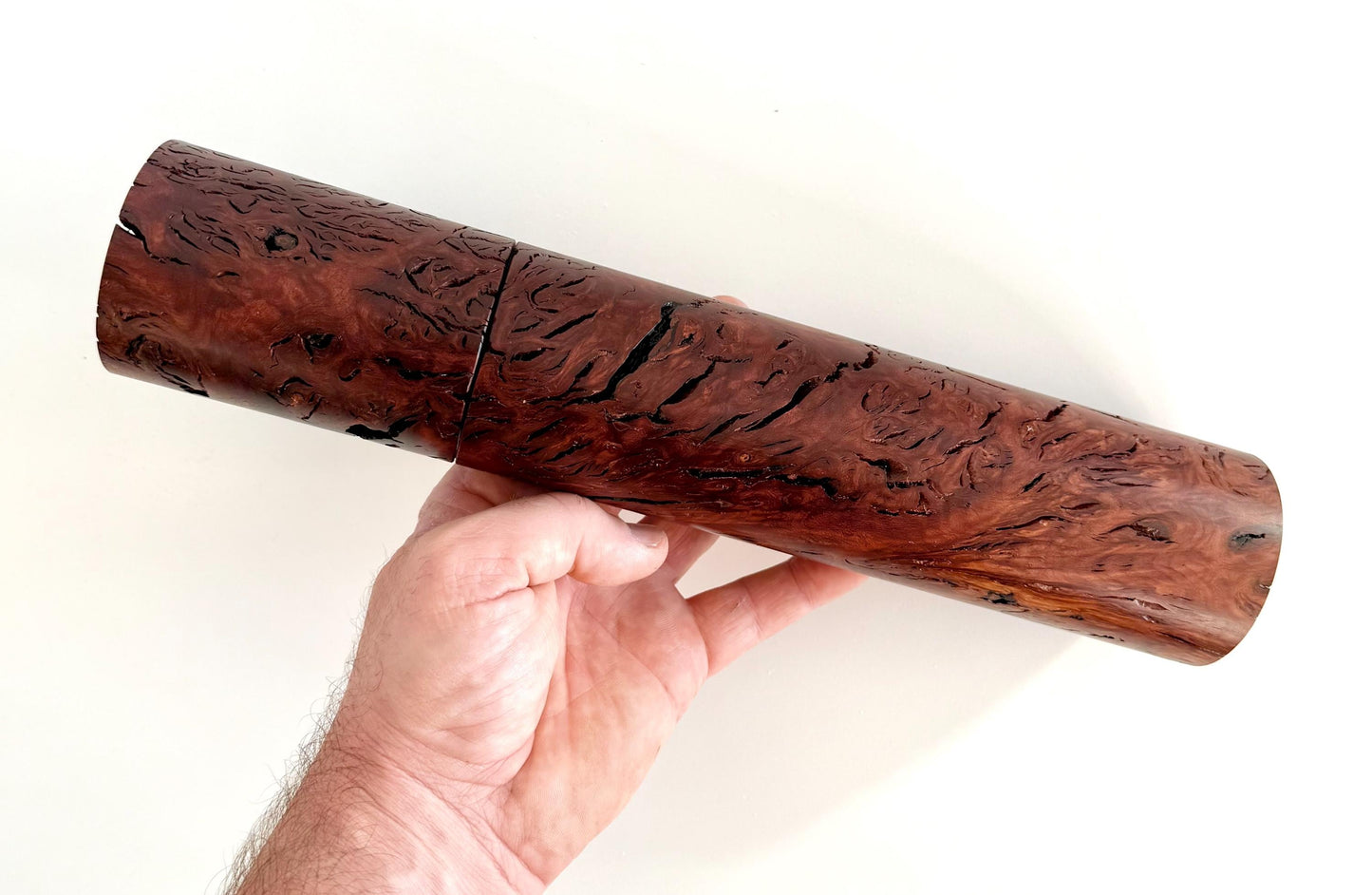 Handcrafted Jarrah Burl Wood Pepper Grinder, Modern Ceramic Mill