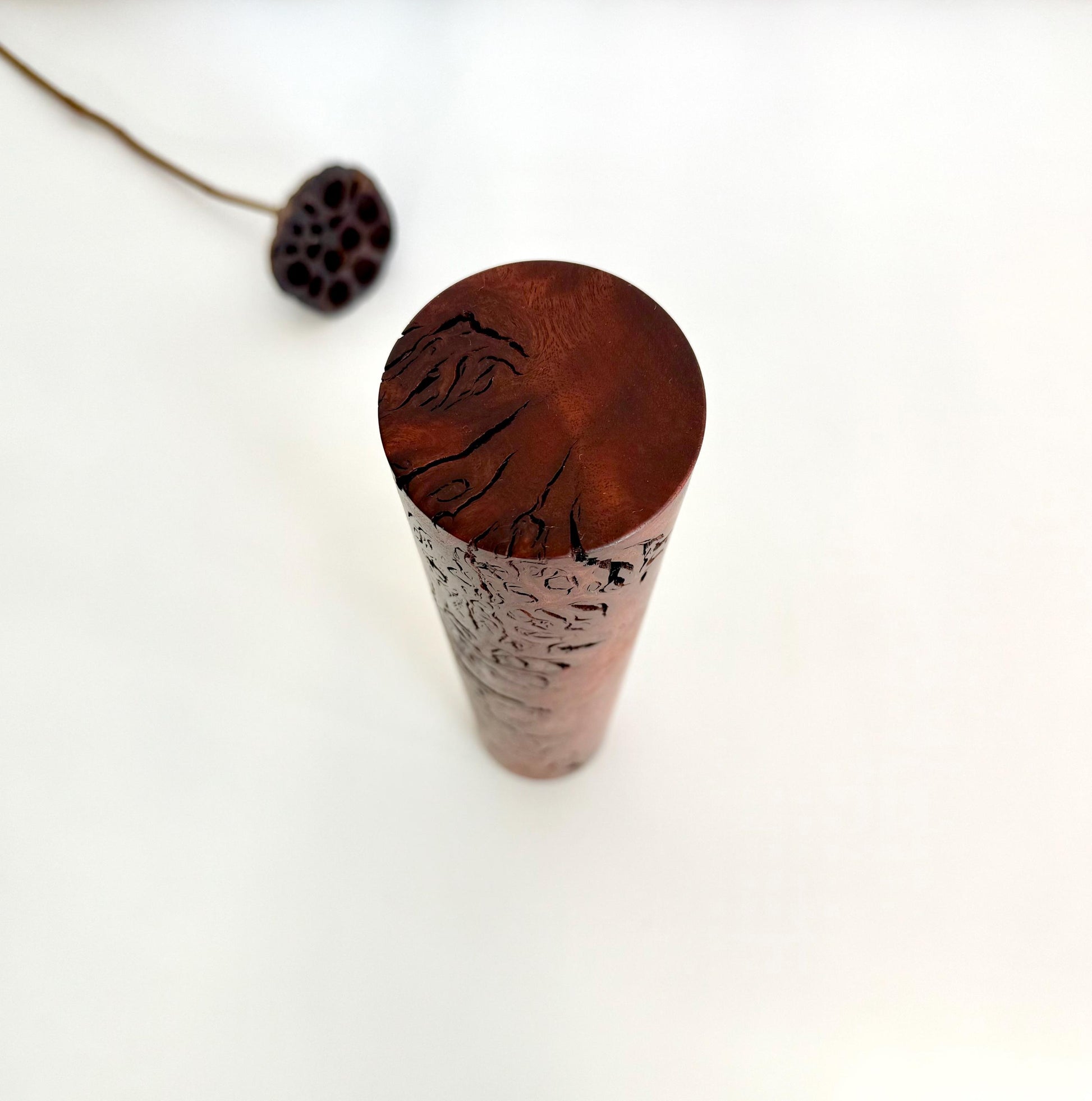 Handcrafted Jarrah Burl Wood Pepper Grinder, Modern Ceramic Mill