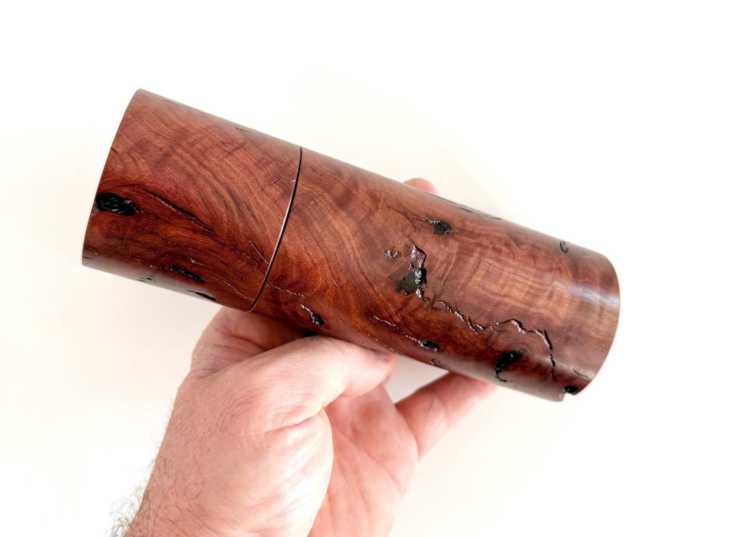 Salmon Gum burl Pepper Grinder Set, Modern Ceramic Salt Mill