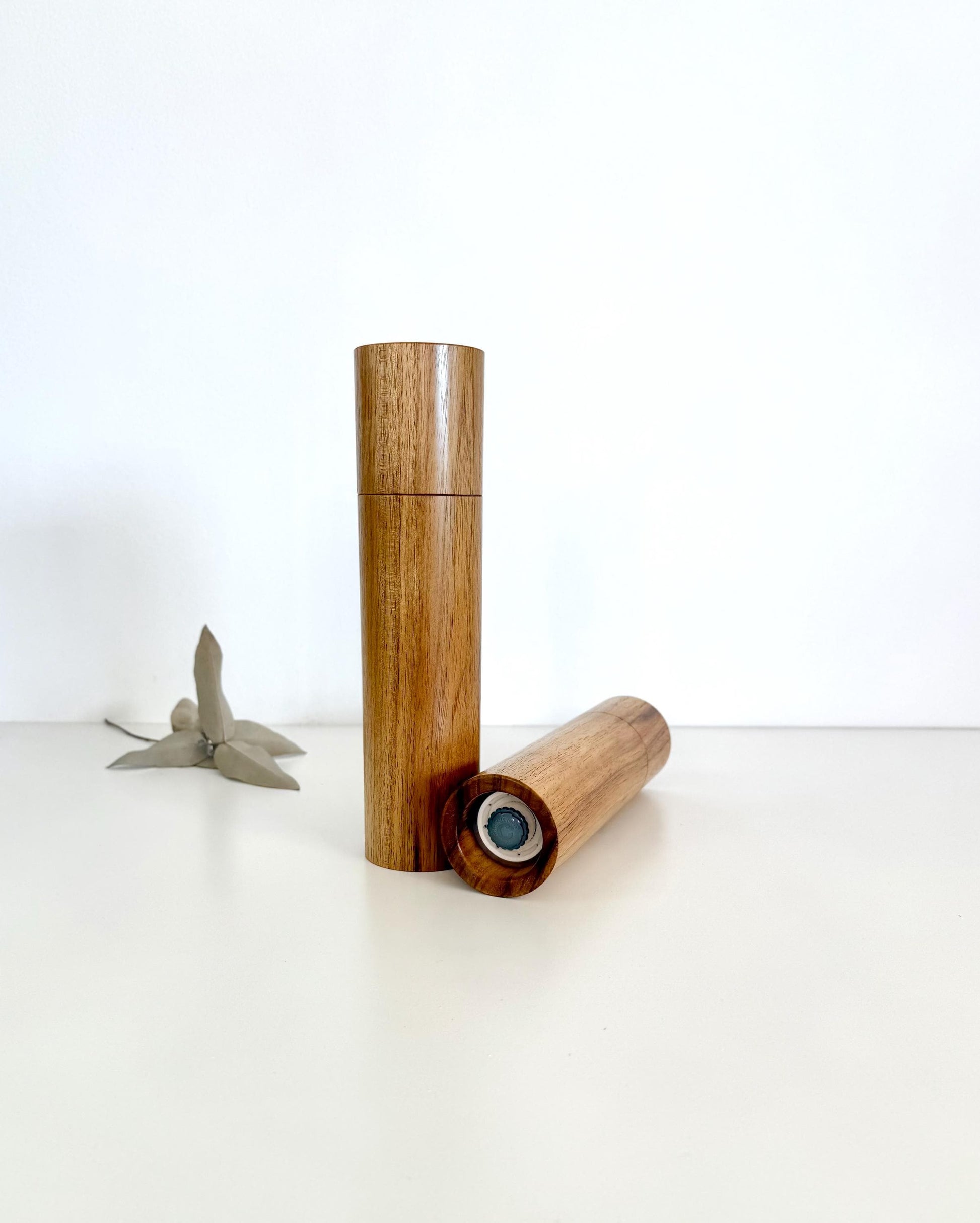 Tasmanian Blackwood Pepper Grinder Set, Australian Handmade Ceramic Mills
