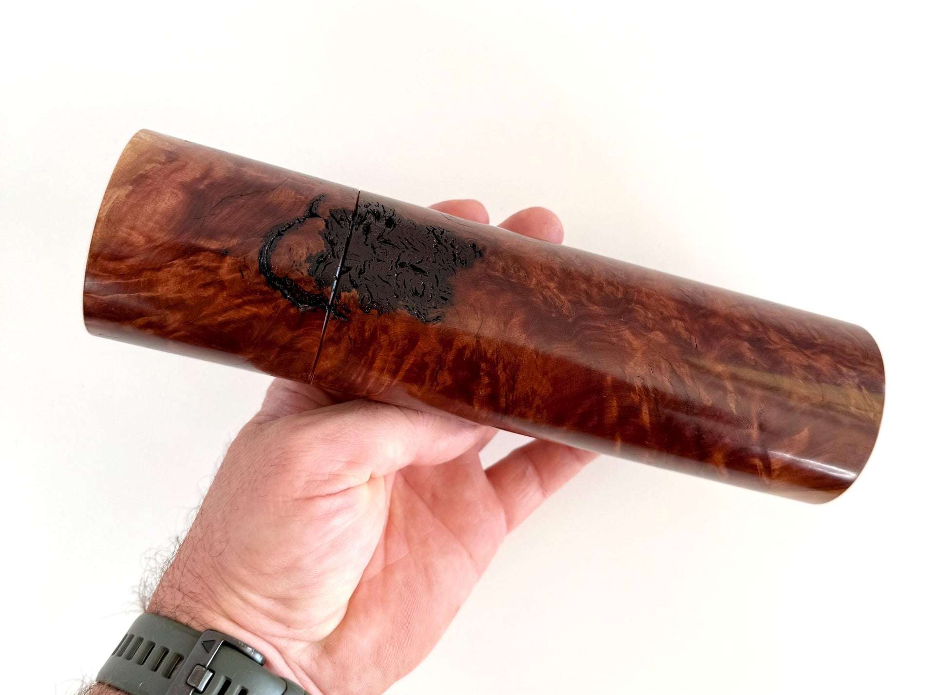 Red Mallee Burl Pepper Grinder Set, Australian Handmade Ceramic Mills