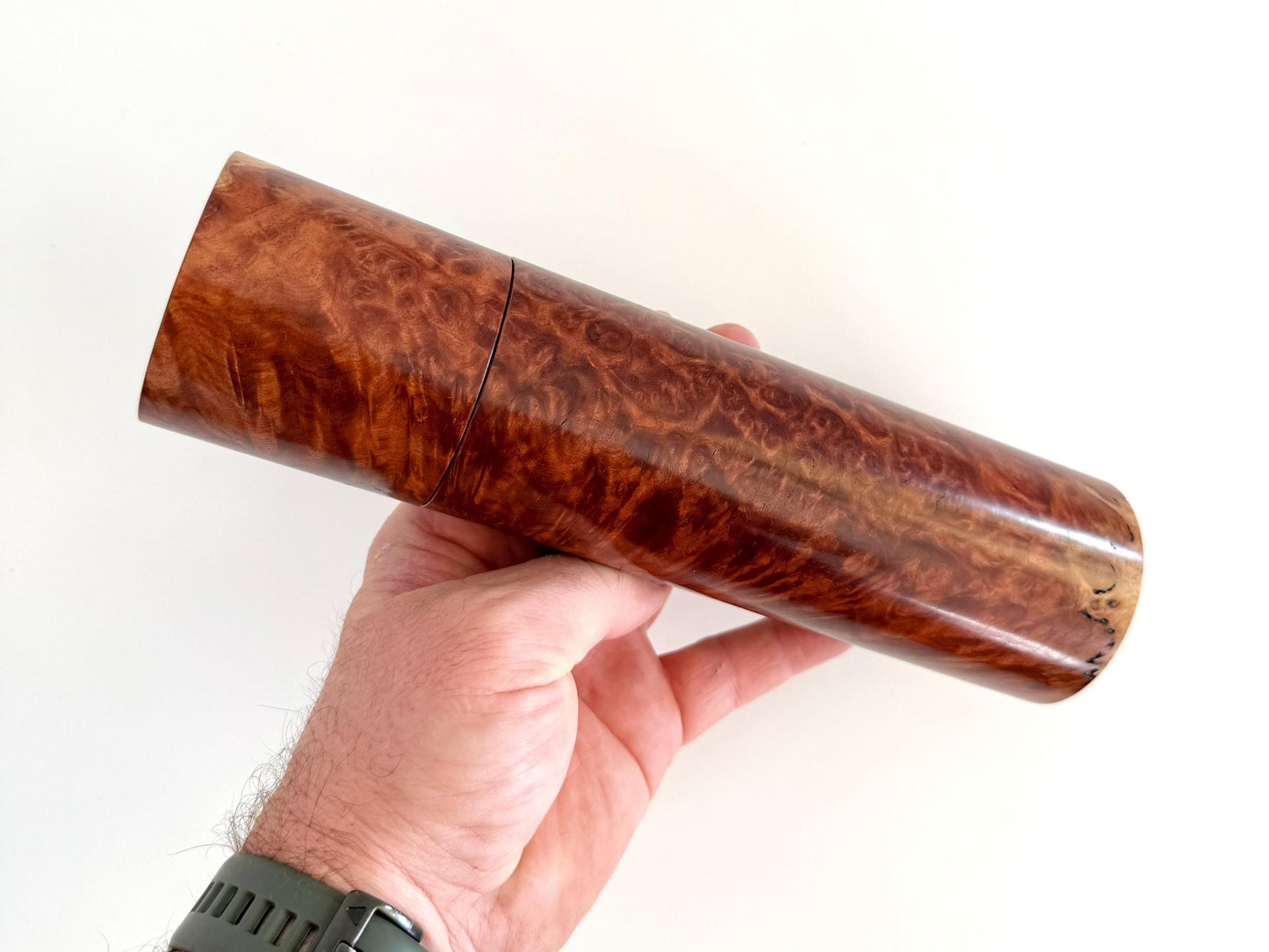 Red Mallee Burl Pepper Grinder Set, Australian Handmade Ceramic Mills