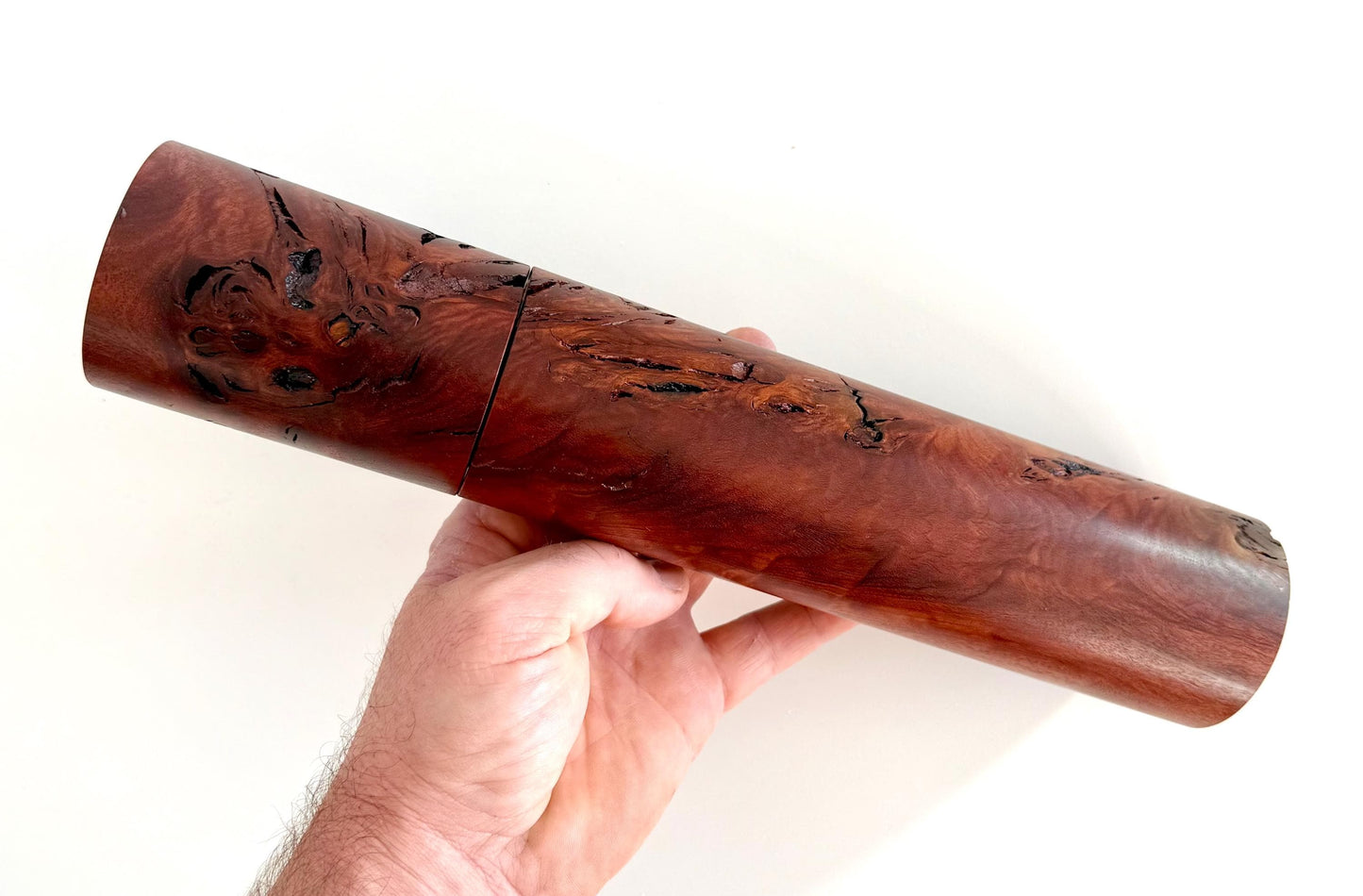 Handcrafted Jarrah Burl Wood Pepper Grinder, Modern Ceramic Mill