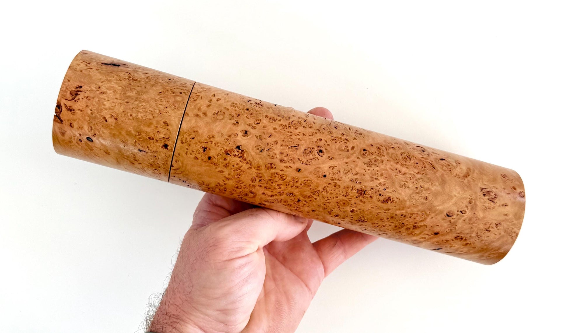 Flooded Gum Burl Wood Pepper Grinder Set, Modern Ceramic Salt Mill