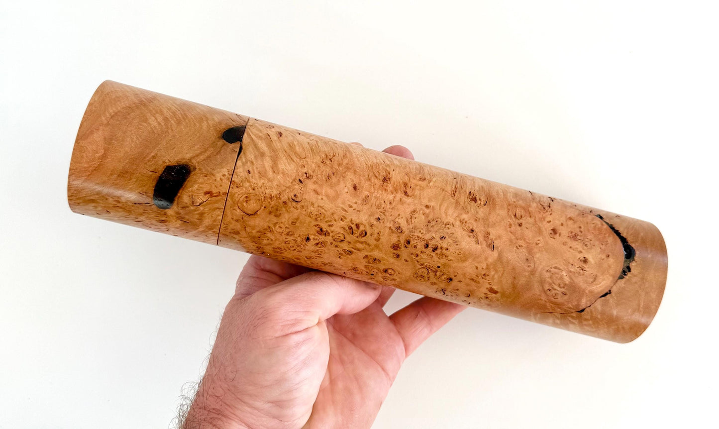 Flooded Gum Burl Wood Pepper Grinder Set, Modern Ceramic Salt Mill