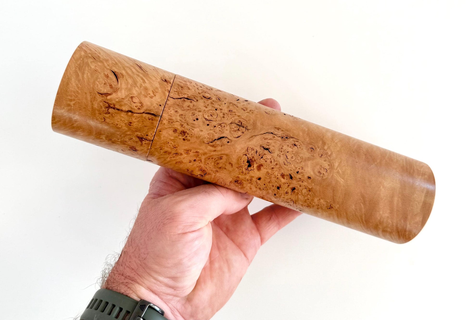 Flooded Gum Burl Wood Pepper Grinder Set, Modern Ceramic Salt Mill