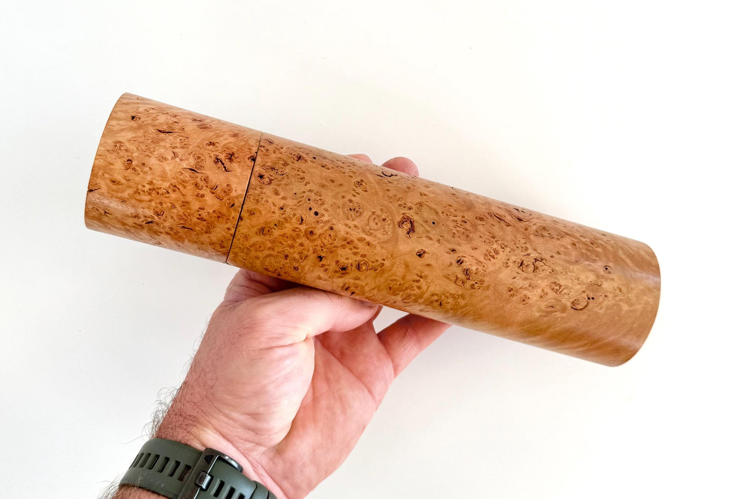 Flooded Gum Burl Wood Pepper Grinder Set, Modern Ceramic Salt Mill