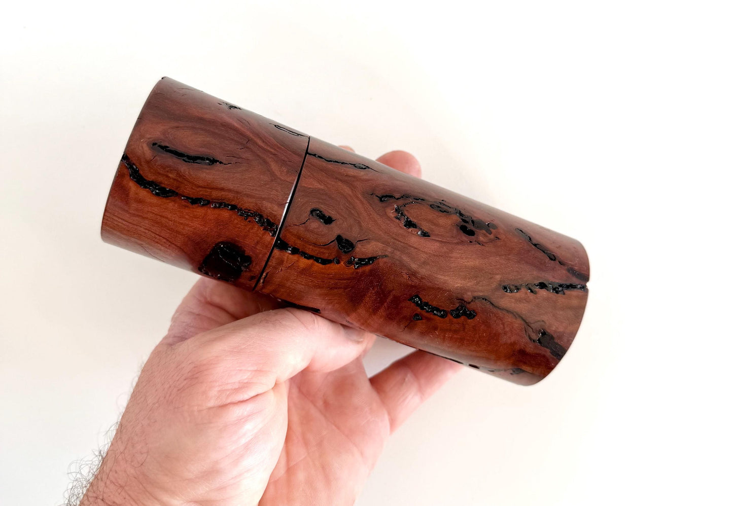 Salmon Gum burl Pepper Grinder Set, Modern Ceramic Salt Mill