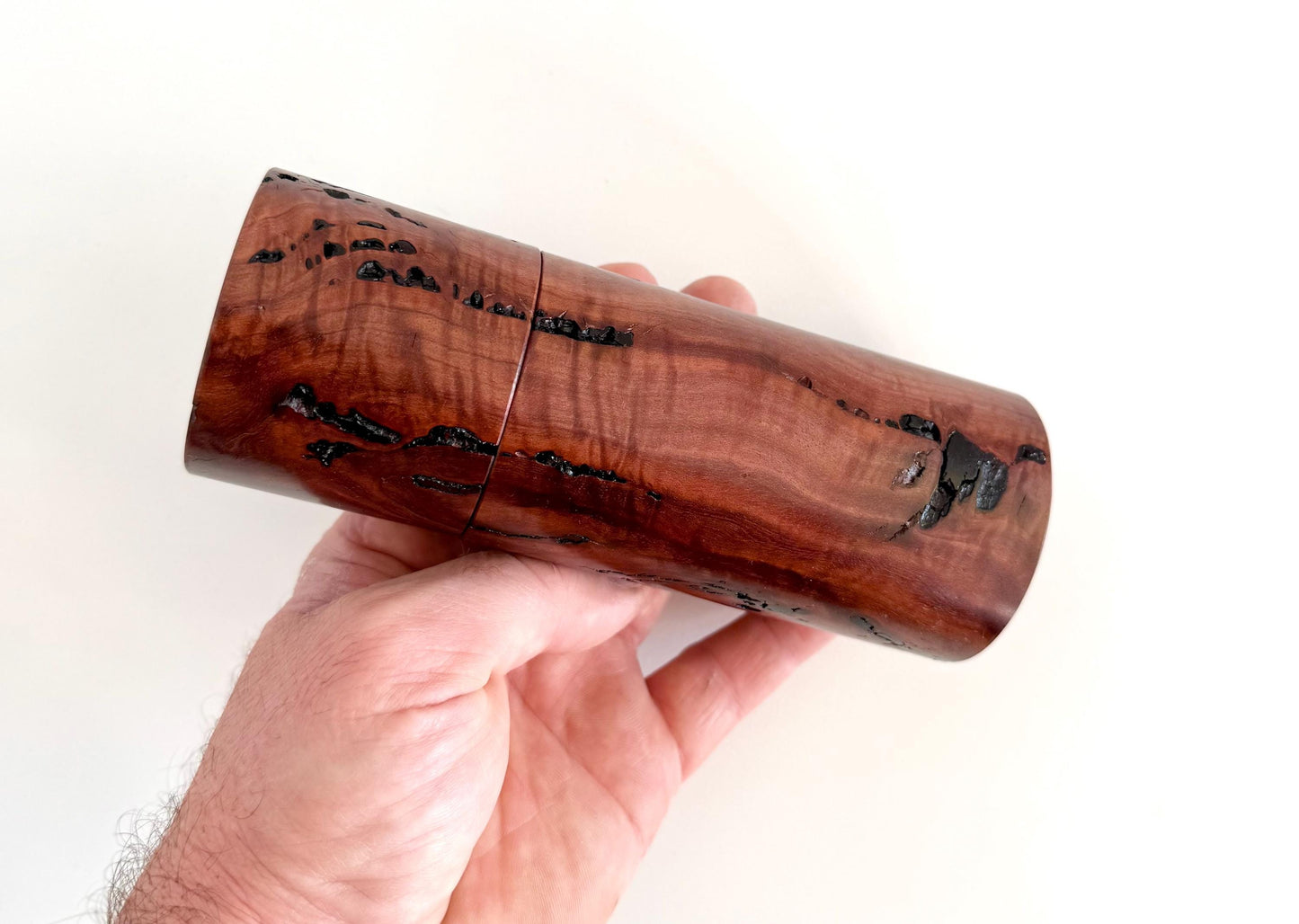 Salmon Gum burl Pepper Grinder Set, Modern Ceramic Salt Mill