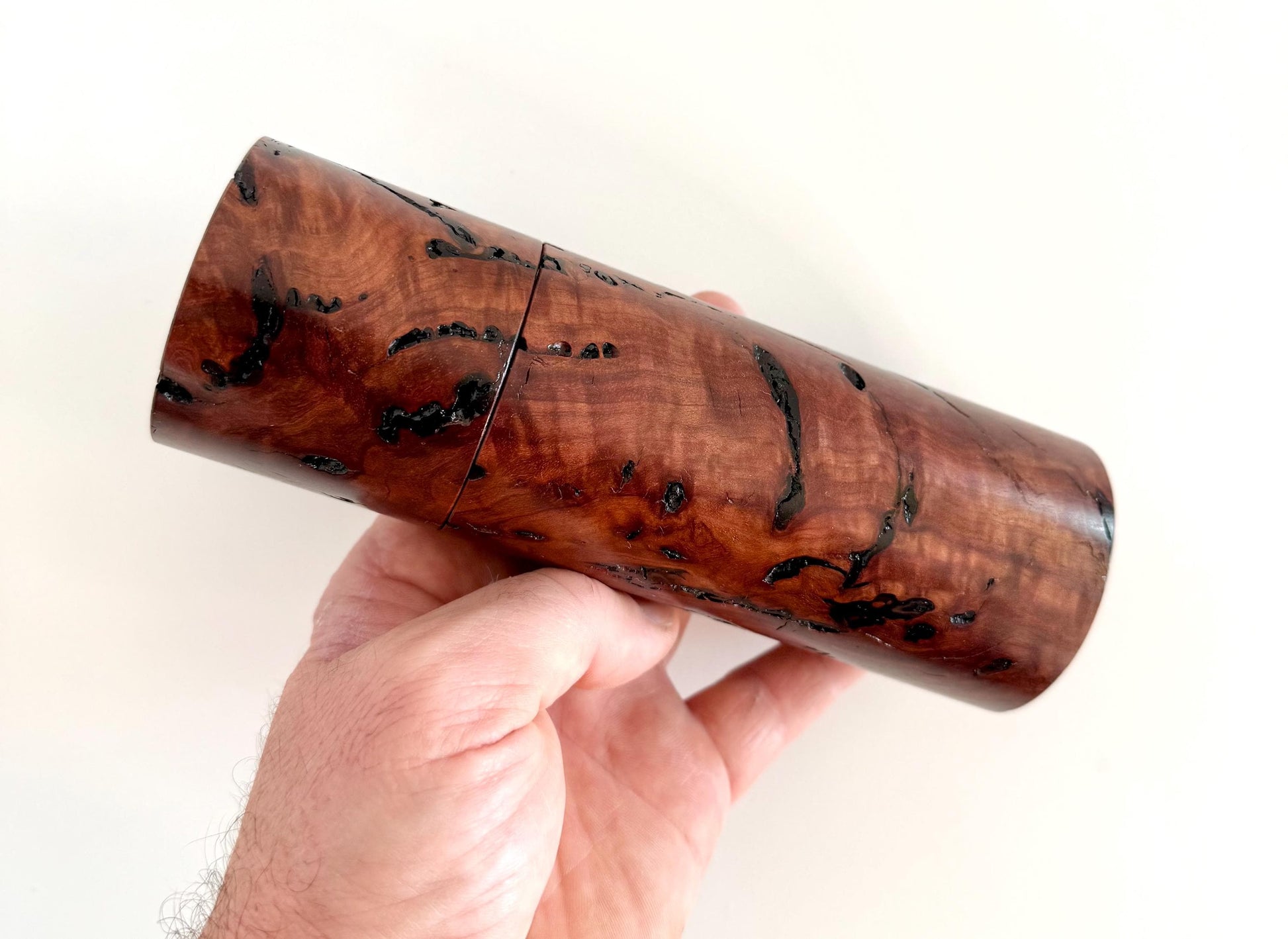 Salmon Gum burl Pepper Grinder Set, Modern Ceramic Salt Mill
