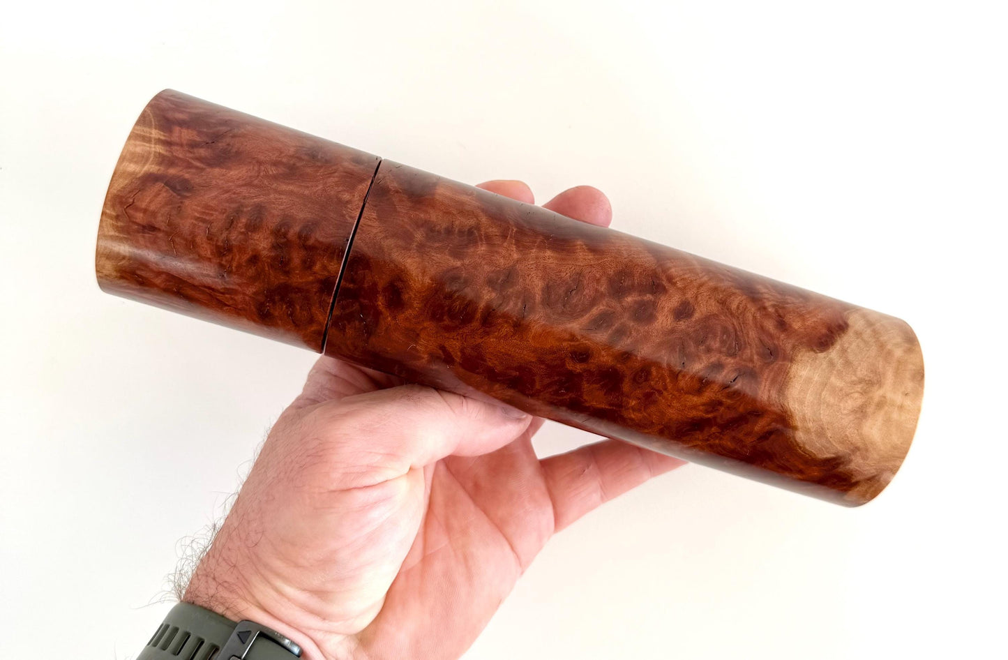 Red Mallee Burl Pepper Grinder Set, Australian Handmade Ceramic Mills