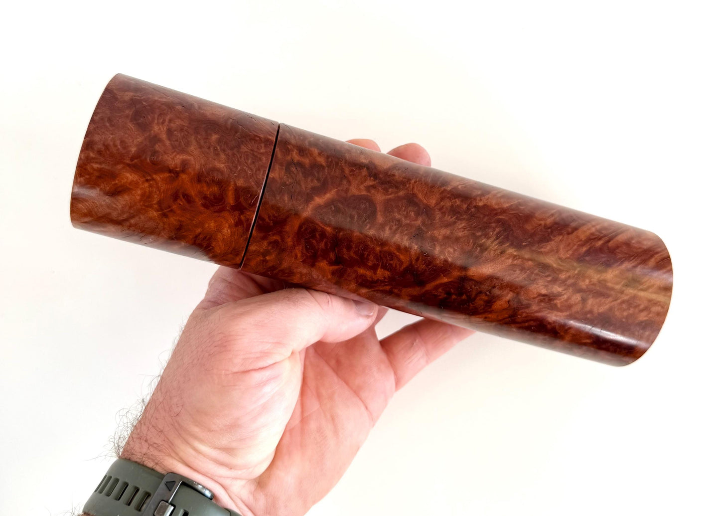 Red Mallee Burl Pepper Grinder Set, Australian Handmade Ceramic Mills