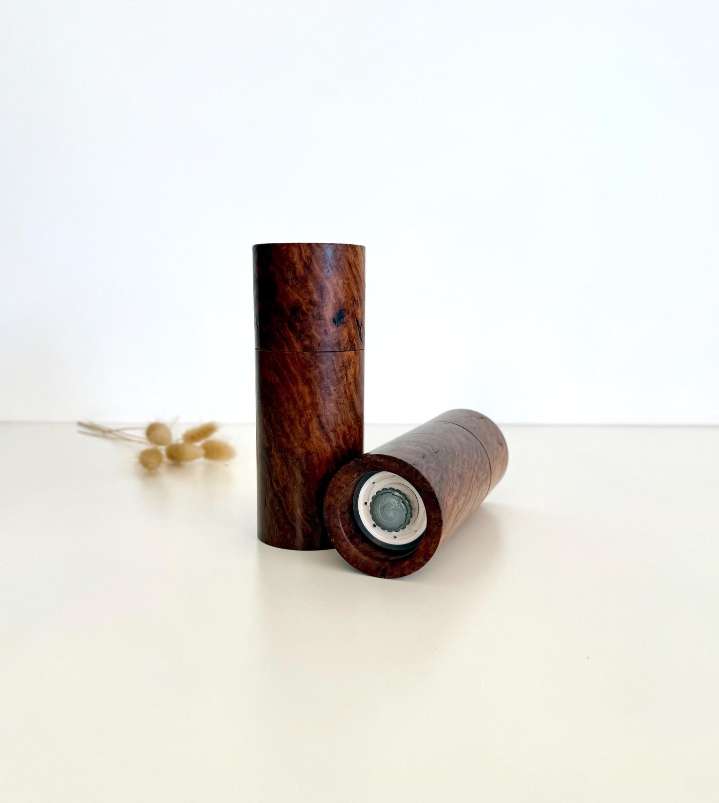 Handcrafted Gimlet Pepper Grinder Set: Modern Wood Salt Mill