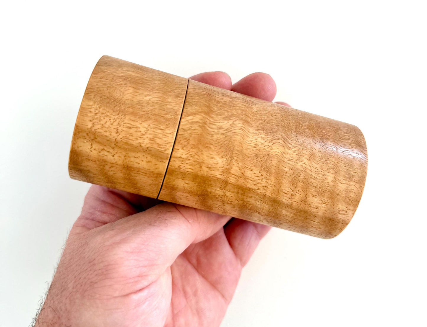 Handcrafted Mini Jarrah Burl and Curly Marri Pepper Grinder Set: Modern Wood Salt Mill